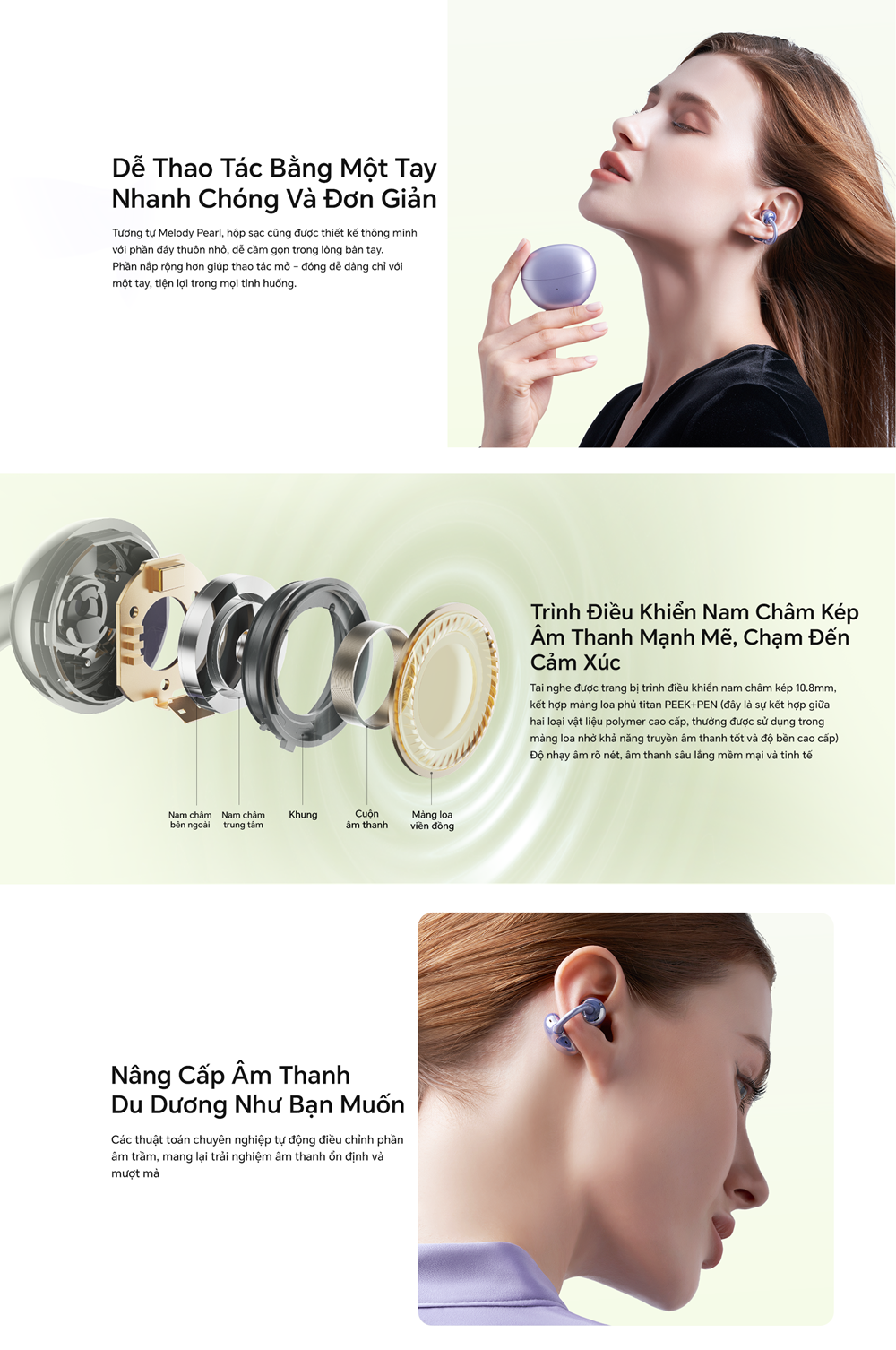 Tai Nghe Bluetooth HONOR CHOICE Earbuds Clip - Truyền âm định hướng