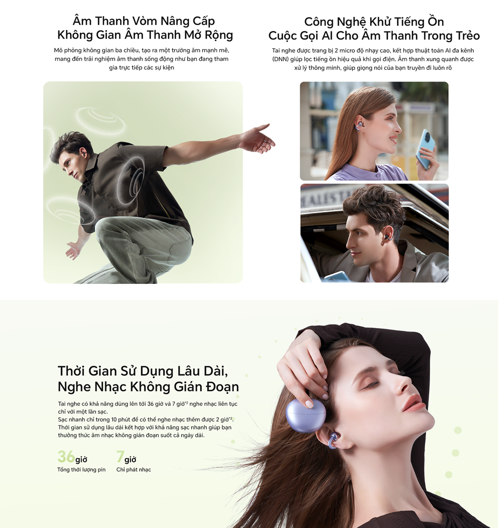 Tai Nghe Bluetooth HONOR CHOICE Earbuds Clip - Âm thanh