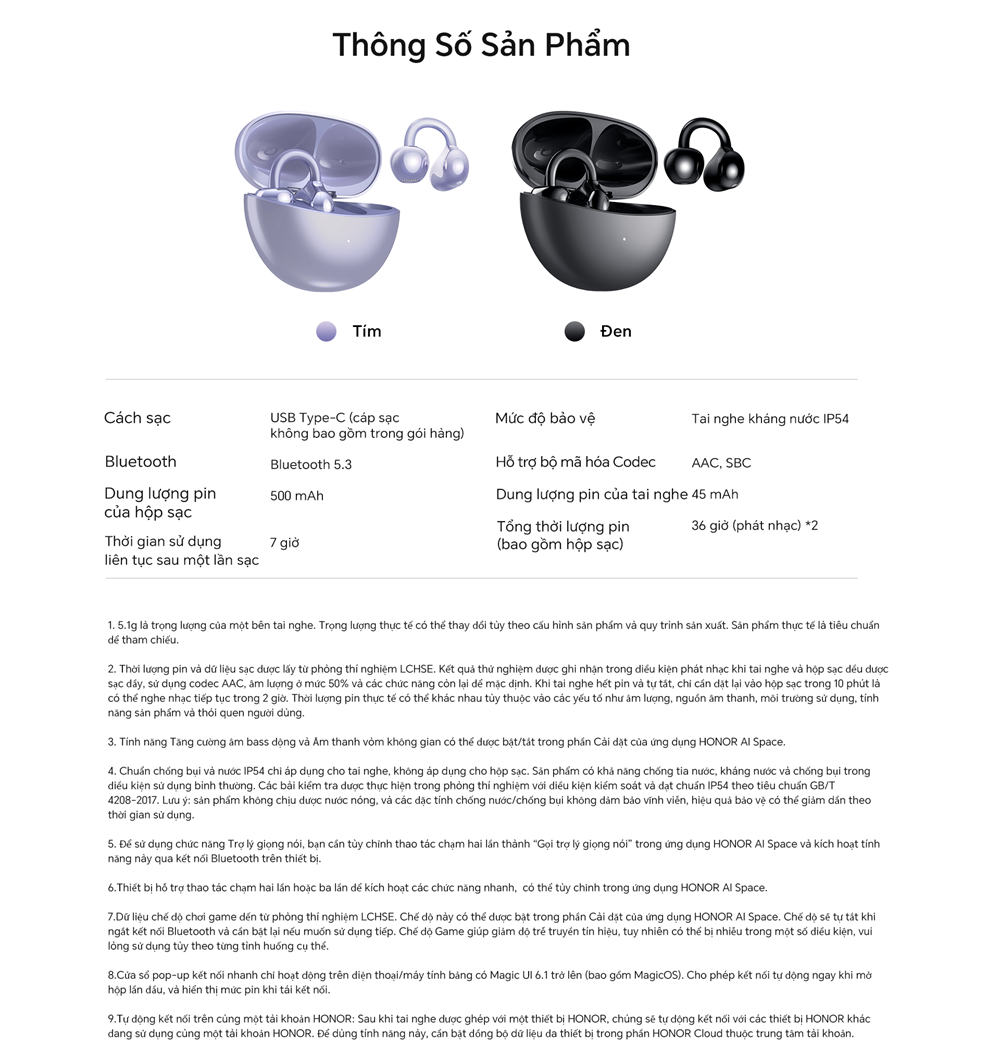 Tai Nghe Bluetooth HONOR CHOICE Earbuds Clip - Tính năng