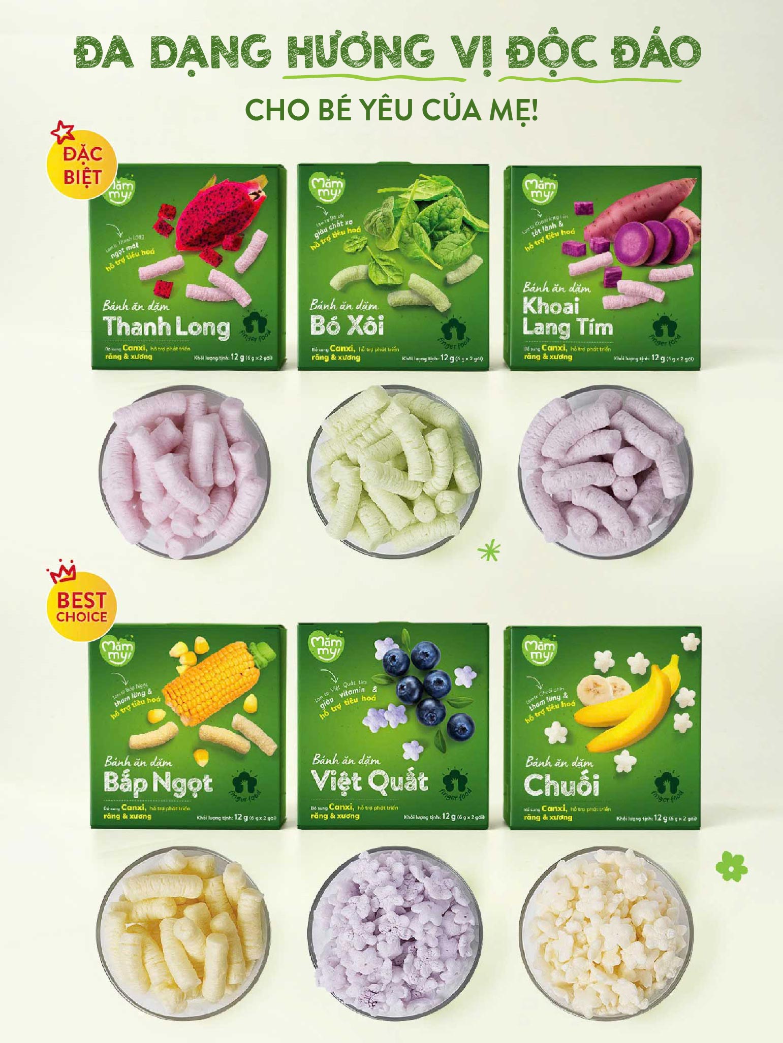 Mô tả Bánh ăn dặm Mămmy làm từ rau củ trái cây tự nhiên bổ sung canxi giúp bé phát triển toàn diện, hộp 12g - 2