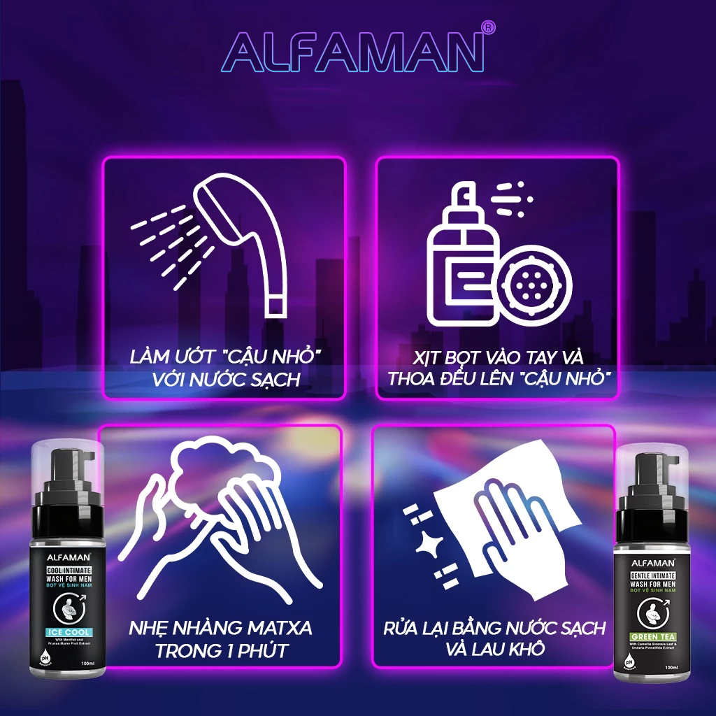 Mô tả Bọt Vệ Sinh Nam ALFAMAN Intimate Wash For Men Ice Cool Bạc Hà Giúp Làm Sạch, Mát Lạnh, Tạo Bọt Mịn 100ml - 2