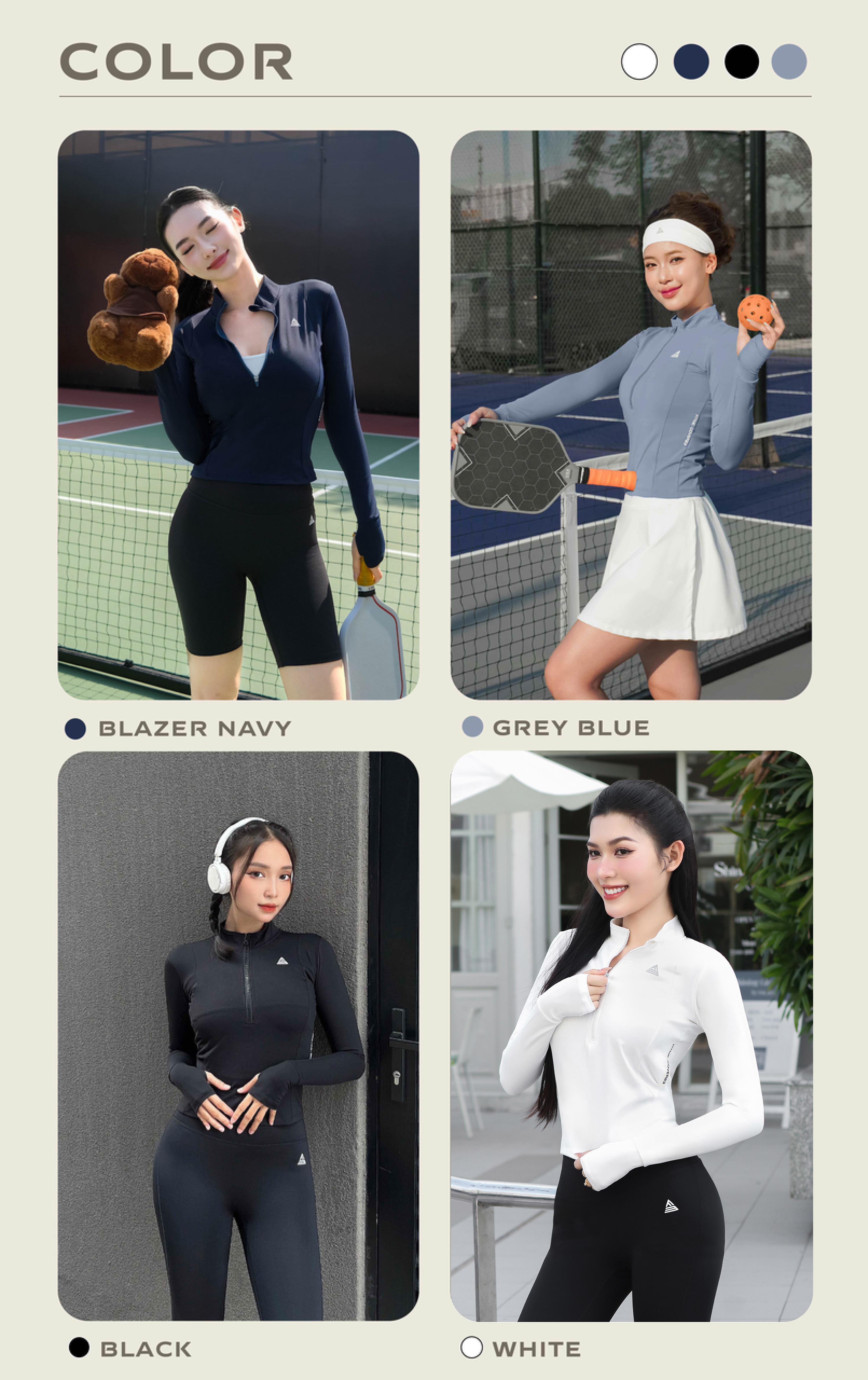 Mô tả Áo tập gym yoga Fitme Cover23 halfzip dài tay chơi pickleball, tennis chống tia UV SPF 50+ thoải mái form ôm body AKHZC - 8