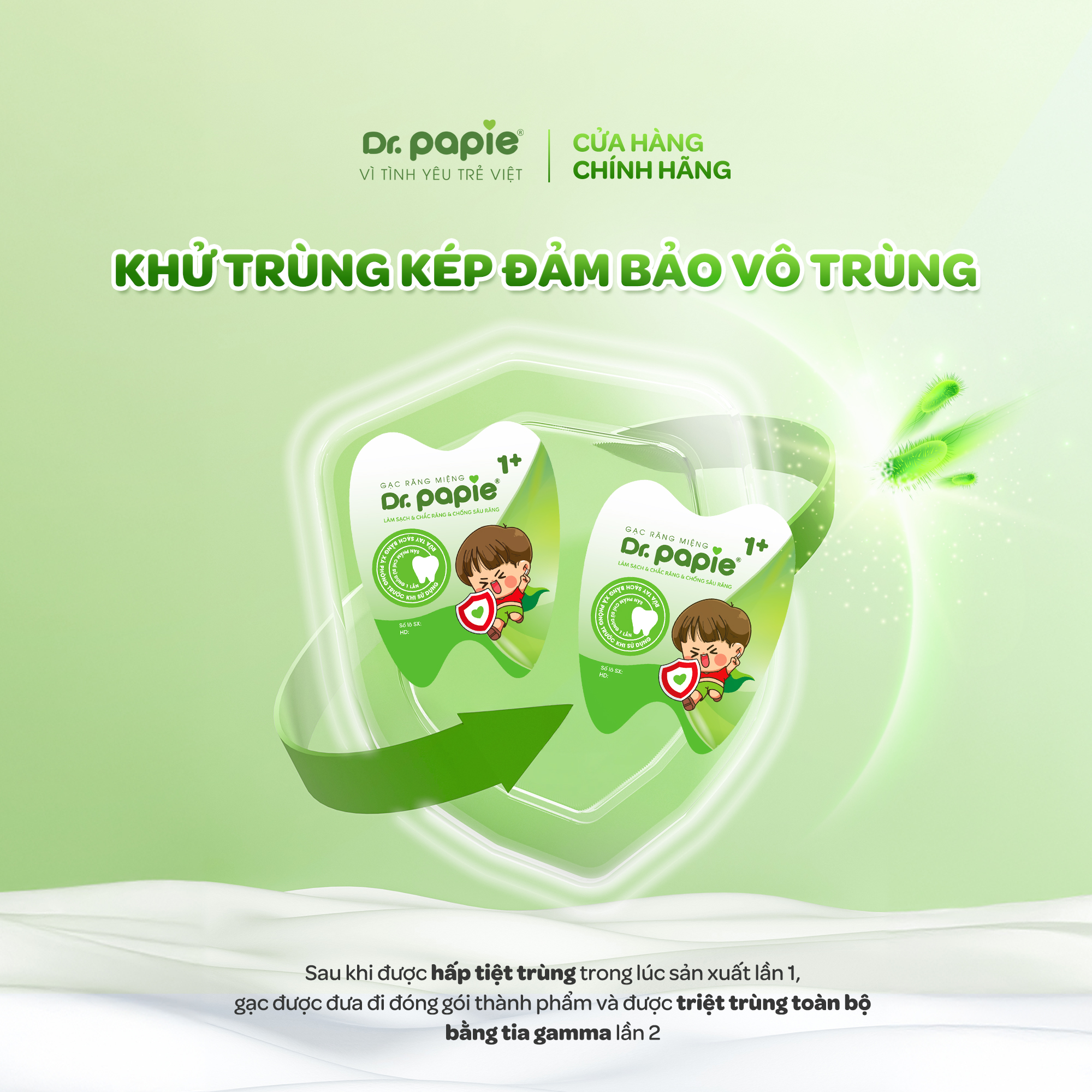 Mô tả 2 Hộp Gạc Chống Sún Răng DR.PAPIE 1+ Tiêu Chuẩn 5SAO, Làm Sạch Khoang Miệng Cho Bé Từ 1 Tuổi  - 30Gói/Hộp x 2 - 3
