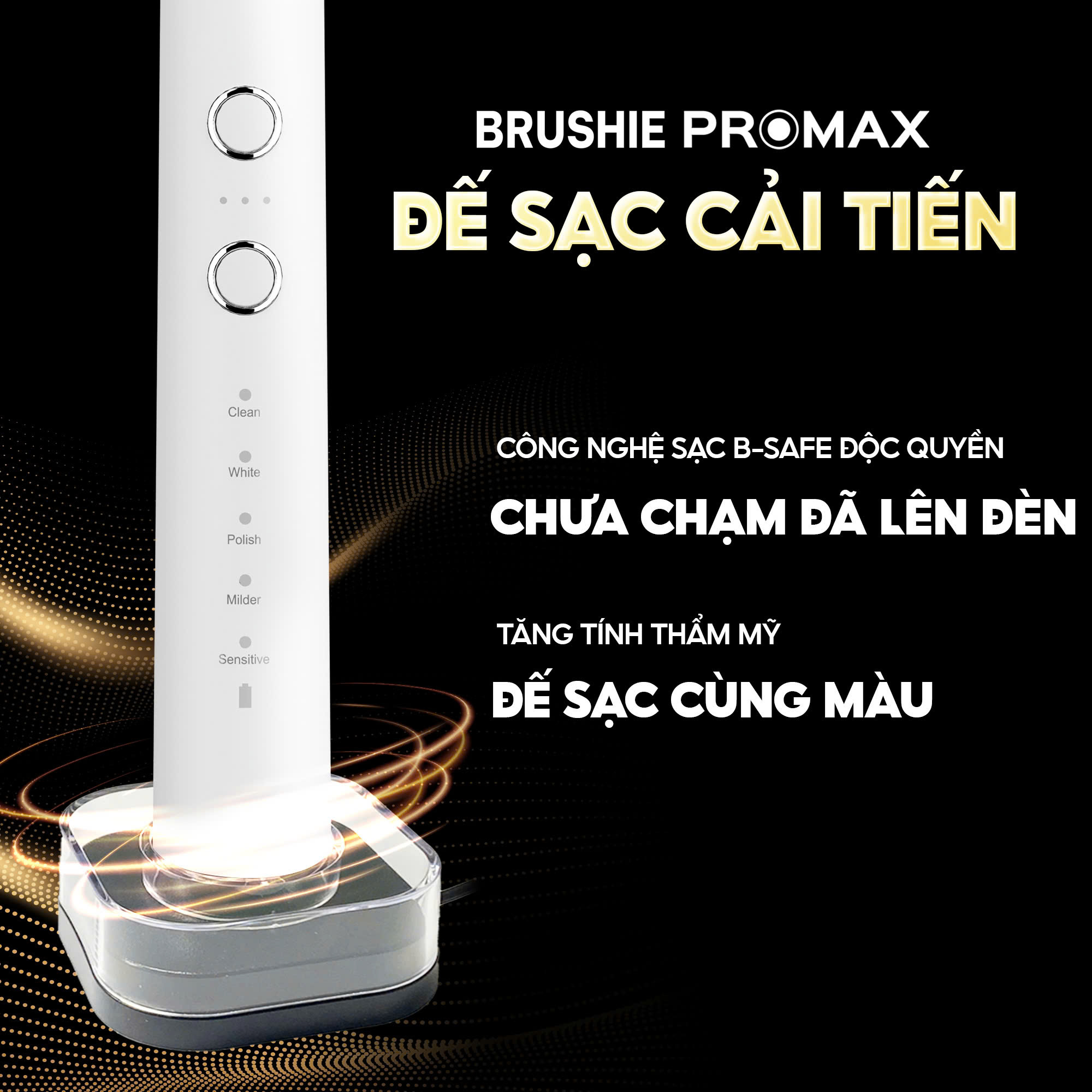 Mô tả Bàn Chải Điện Brushie Promax phiên bản nâng cấp 2025 với 15 chế độ làm sạch, tích hợp máy rửa mặt 2in1 - 4
