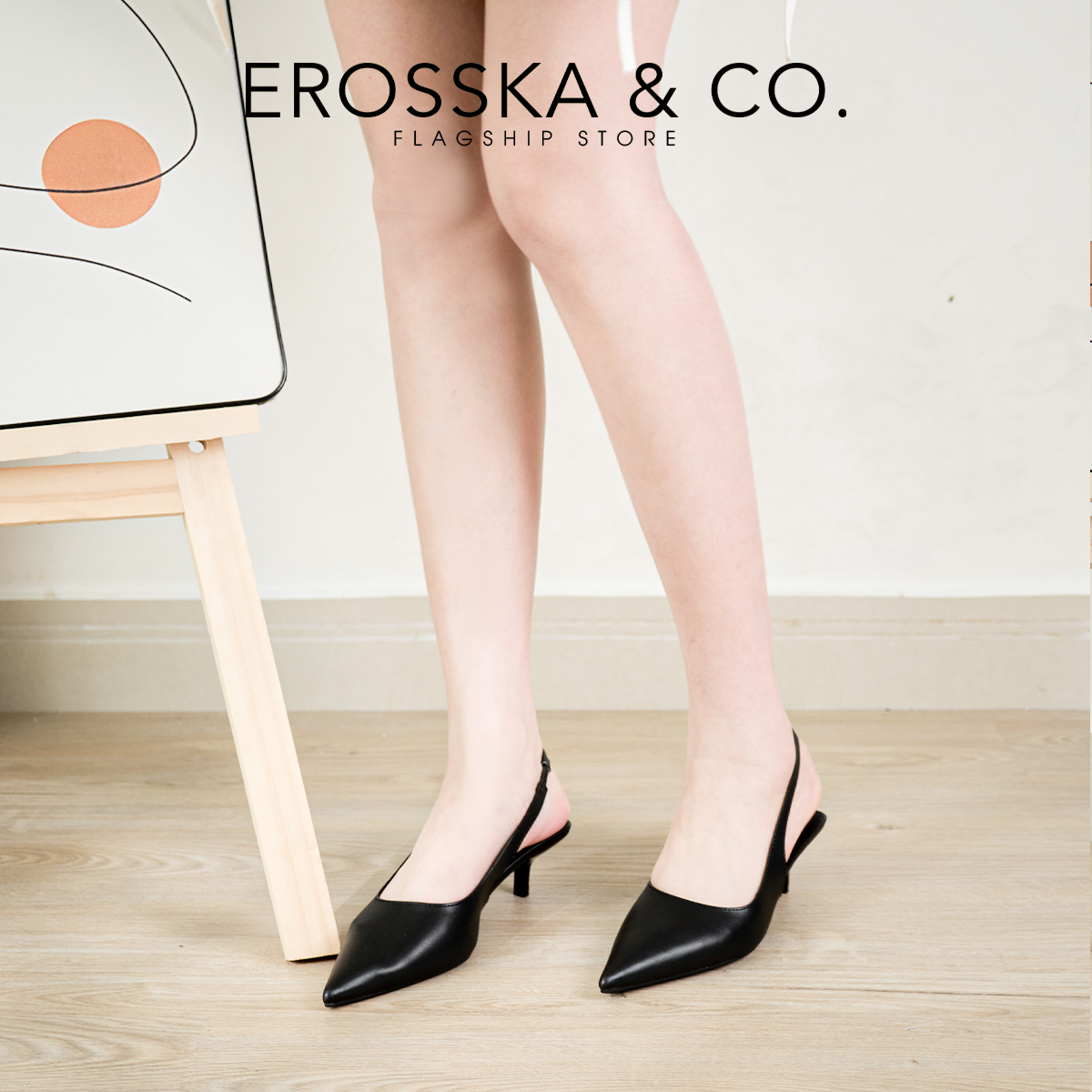 Mô tả Erosska - Giày cao gót dáng Slingback mũi nhọn màu trắng cao 9cm - EH041 - 6