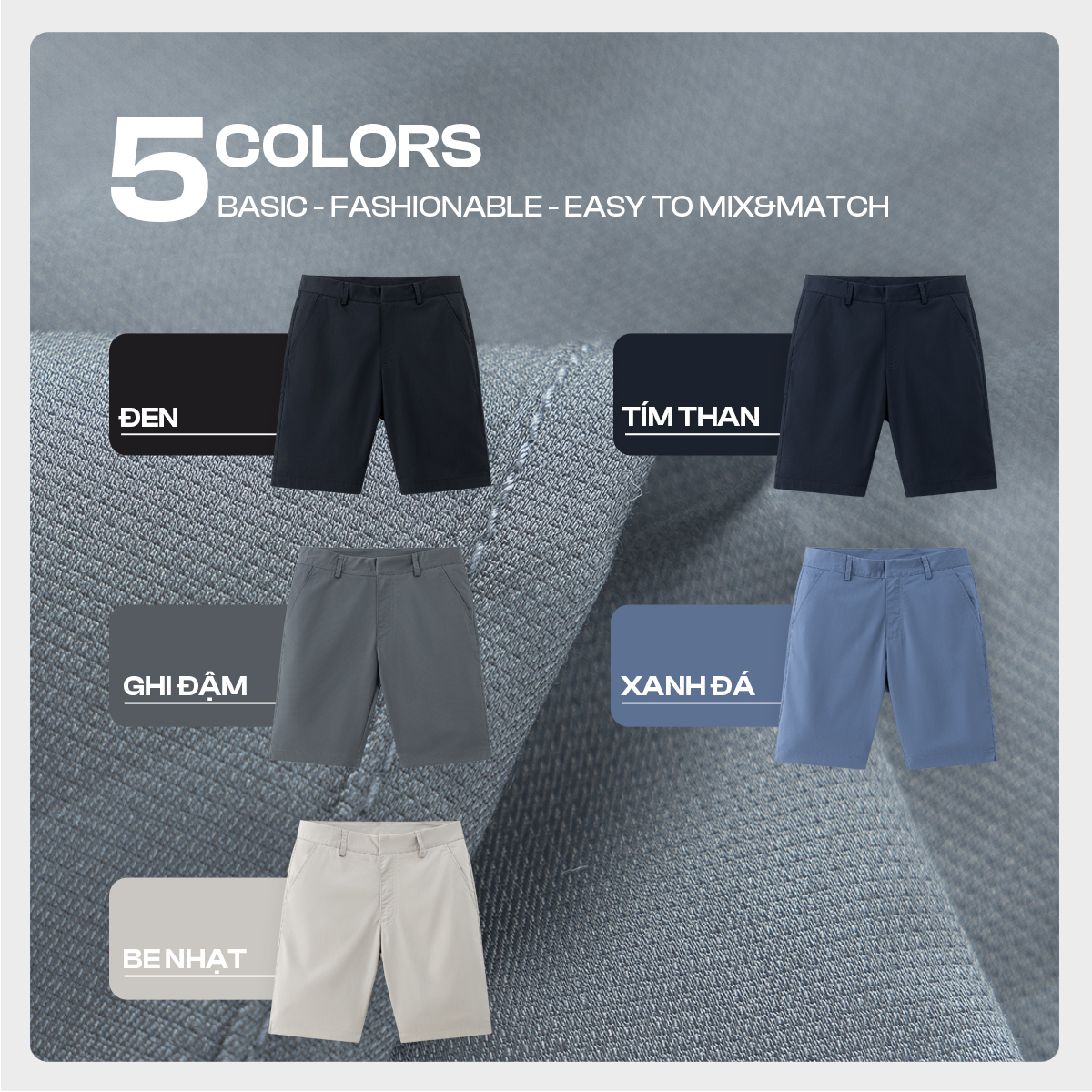 Mô tả Quần Short Kaki Nam 5S FASHION Mềm Mịn,Thiết Kế Cúc Ẩn Mặt Trong Lịch Sự (QSK25014) - 7