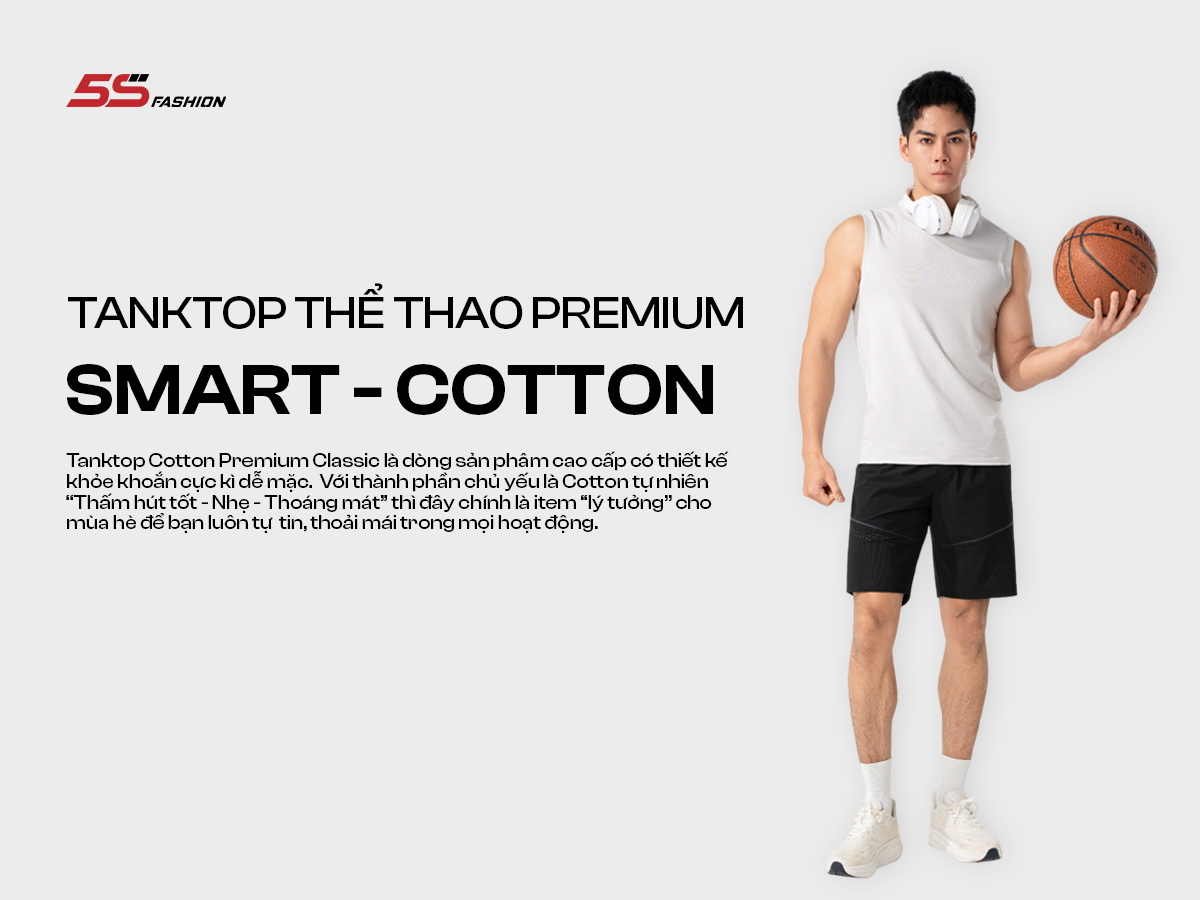 Áo Sát Nách Nam Cotton 5S Fashion ASN25005 màu Trắng