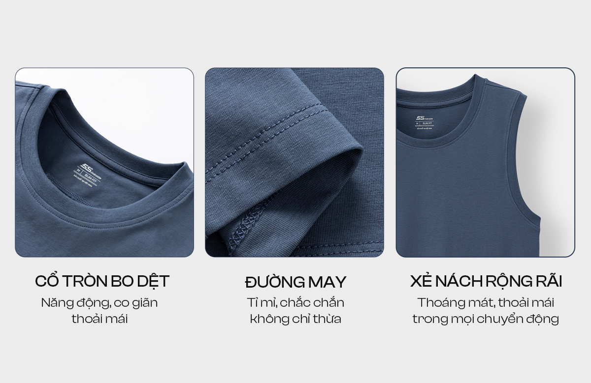 Áo Sát Nách Nam 5S Fashion ASN25005 màu Xanh đá đậm