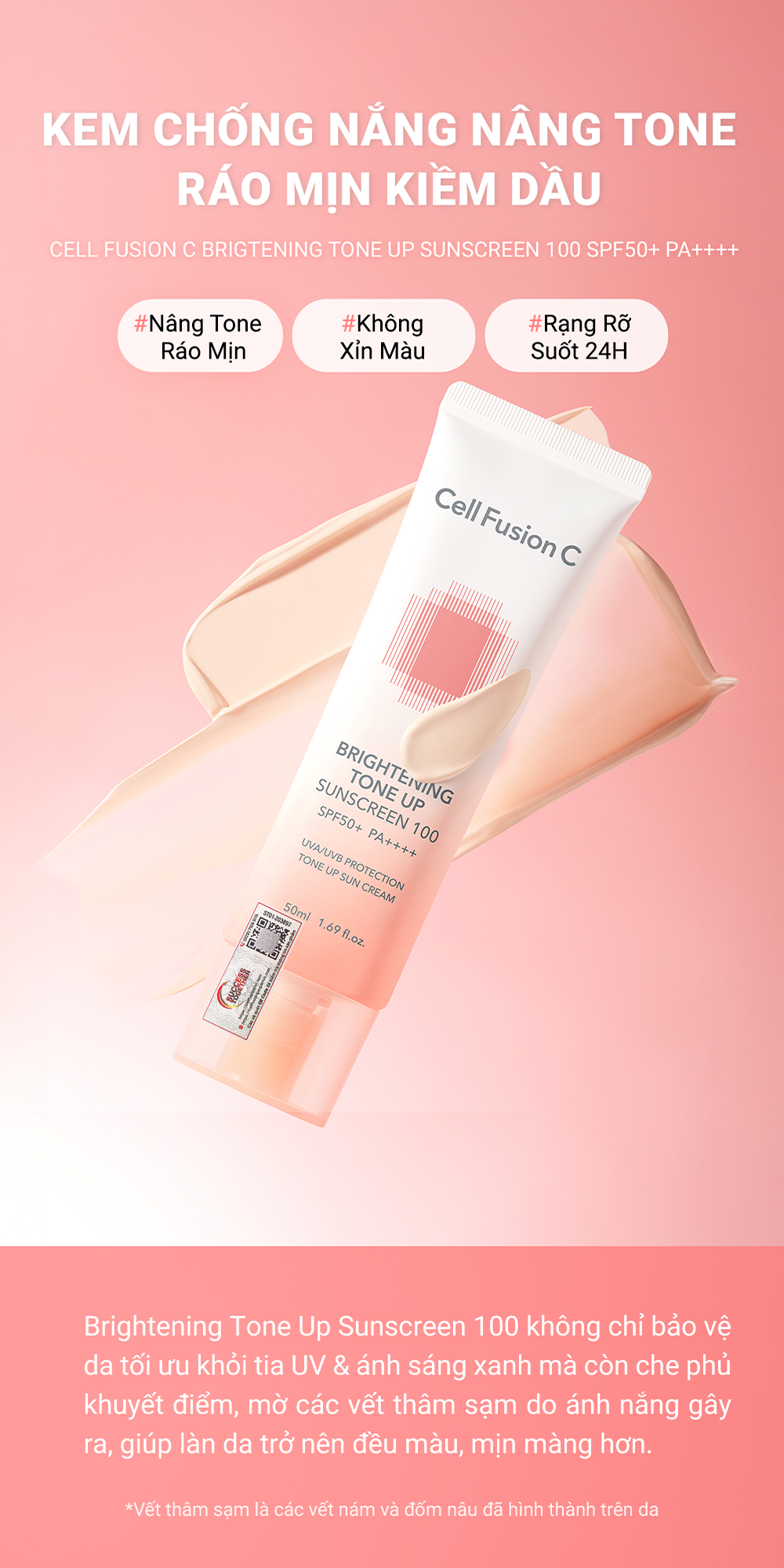 Mô tả Kem Chống Nắng Nâng Tone Kiềm Dầu Cell Fusion C Brightening Tone Up Sunscreen 100 SPF50+/PA ++++ - 1