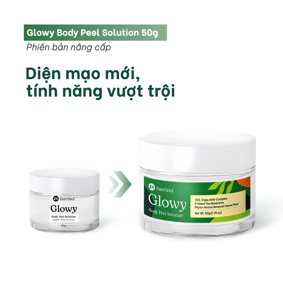 Mô tả Peel da giúp làm sáng, giảm thâm mông, nách, bikini, đầu gối, khuỷu tay AHA 25% BareSoul Glowy Body Peel 50g - 1