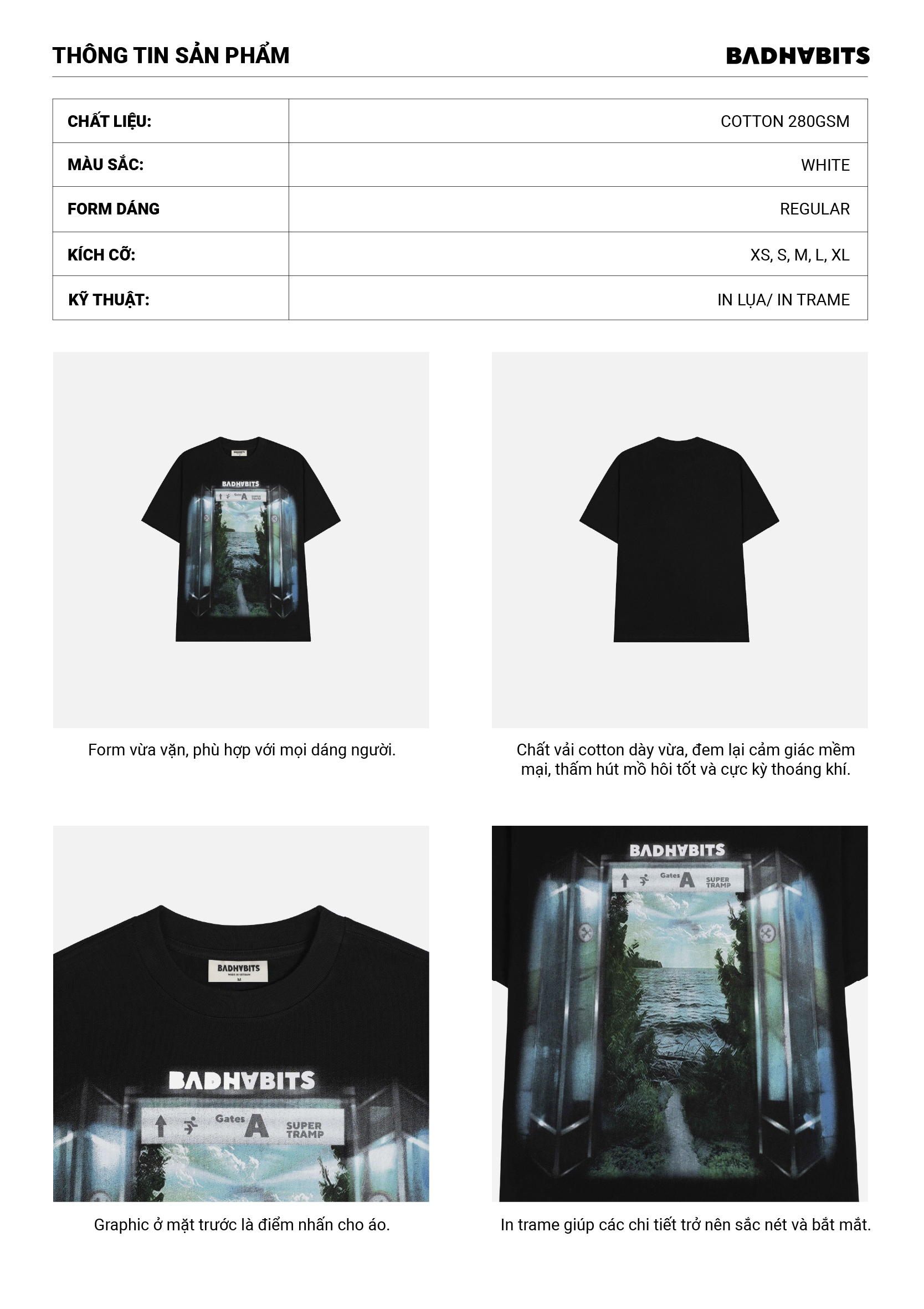 Mô tả ÁO THUN UNISEX -  BLACK S-WILD STATION TEE - BAD HABITS SUPERTRAMP COLLECTION - 1