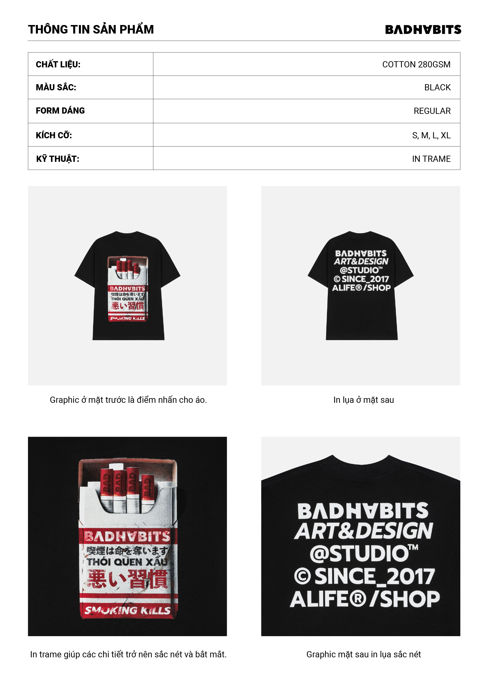 Mô tả Áo Thun Unisex Bad Habits- SHIGARETTO T-SHIRT - Local Brand Chính Hãng - 1