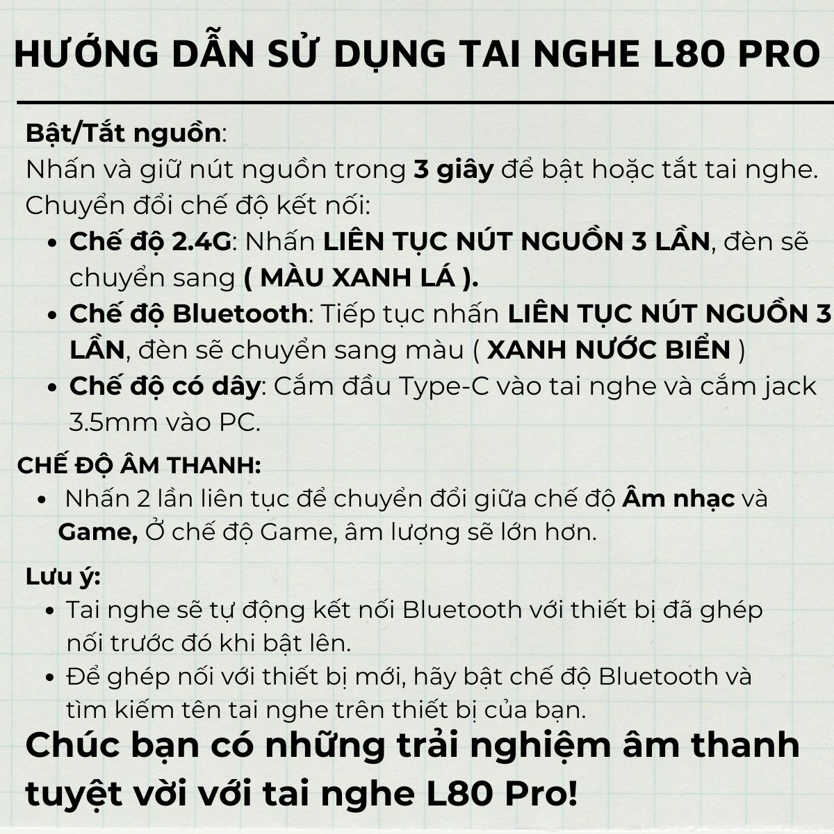 Chất âm Attack Shark L80