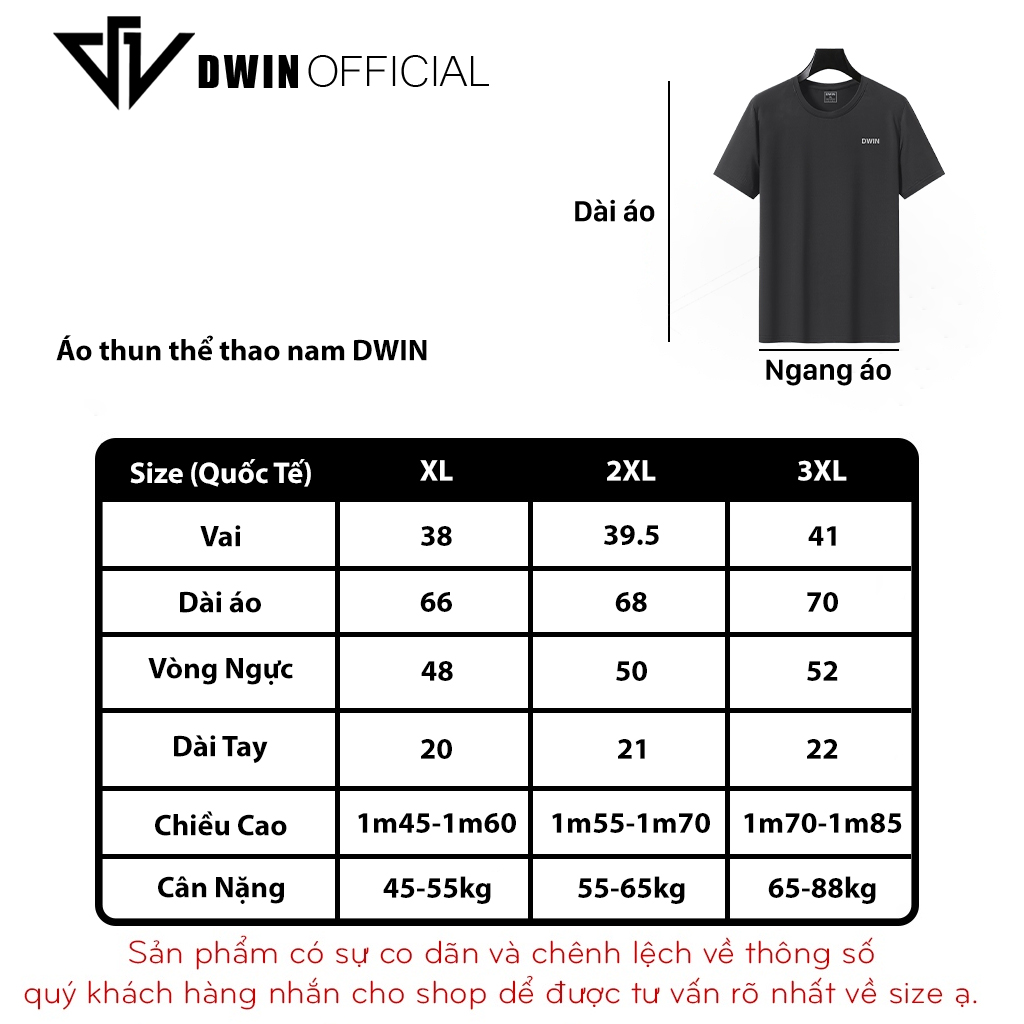 Mô tả Áo thun thể thao nam DWIN basic chất vải coolmax co dãn 4 chiều  thoáng mát thấm hút mồ hôi - 1