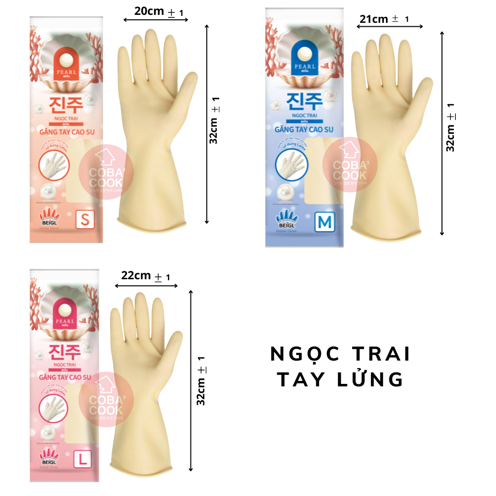 Mô tả Găng Tay Cao Su Tự Nhiên Hàn Quốc MJ Đủ Kích Cỡ Thương hiệu BEIGL - 2