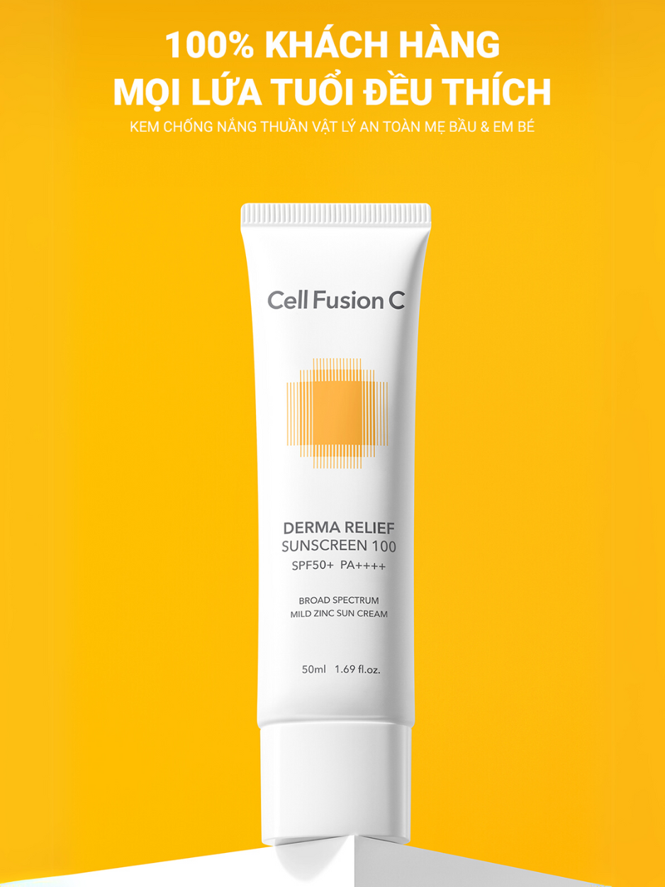 Mô tả Kem Chống Nắng Thuần Vật Lý An Toàn Cho Mẹ Bầu & Em Bé Cell Fusion C Derma Relief Sunscreen 100 SPF 50+/PA++++ - 3