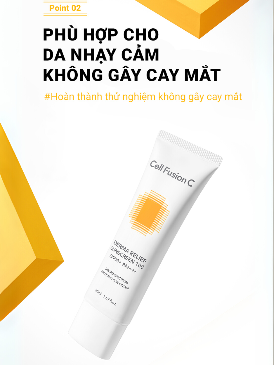 Mô tả Kem Chống Nắng Thuần Vật Lý An Toàn Cho Mẹ Bầu & Em Bé Cell Fusion C Derma Relief Sunscreen 100 SPF 50+/PA++++ - 9