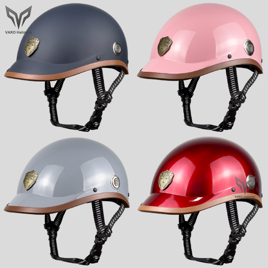 Mô tả Mũ Bảo Hiểm Nửa Đầu Mỏ Liền VARO SHAPE Có Lỗ Thông Gió Phong Cách Nhật Bản Freesize Vòng Đầu 54-59cm - 2