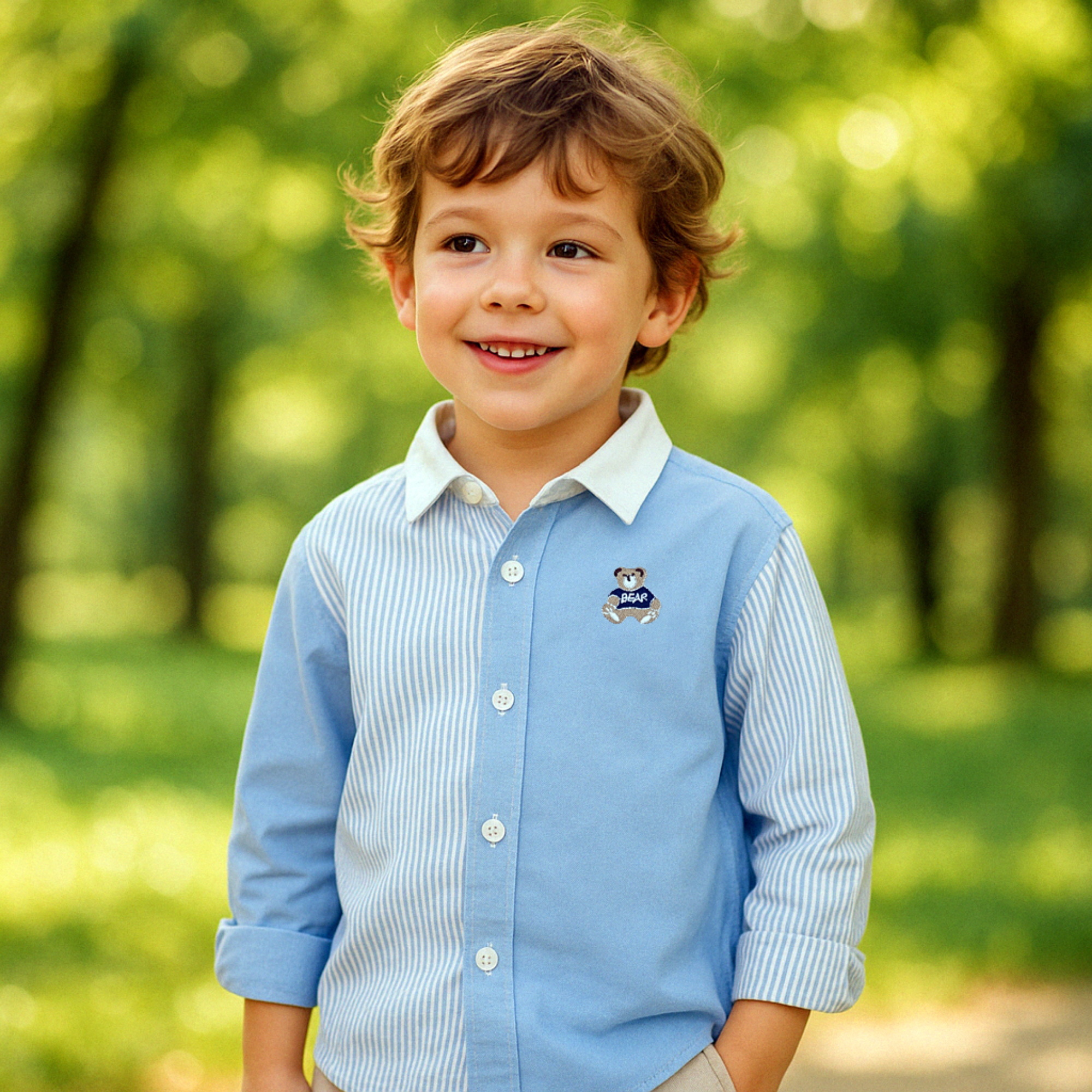 Mô tả Áo sơ mi bé trai dài tay 27Kids KACADY cổ bẻ đơn sắc vải đi học nam cho trẻ từ 4-12 tuổi BLSH13 - 2