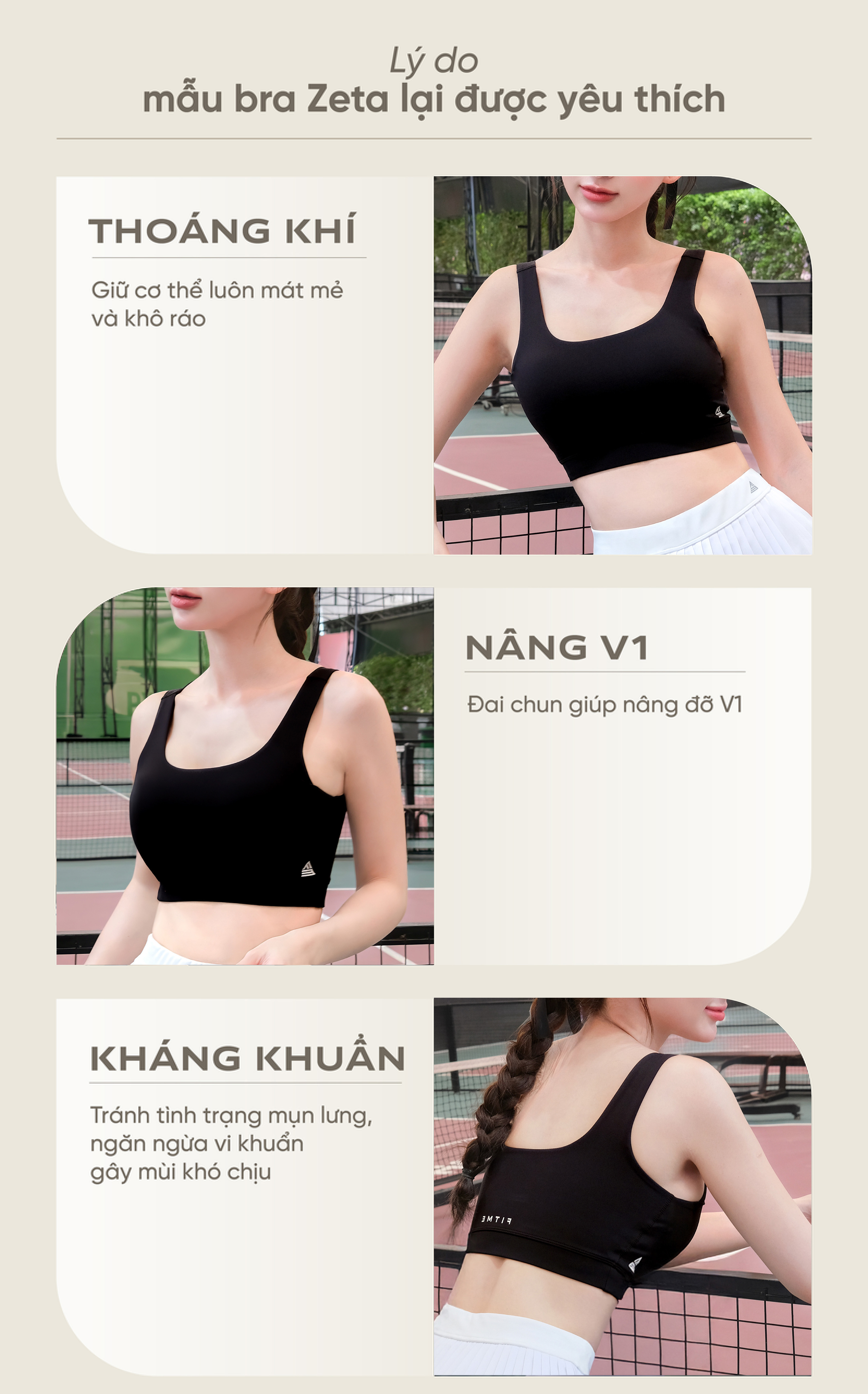 Mô tả Áo bra tập gym thể thao nữ Fitme Zeta có mút nâng ngực và định hình, vải 2 lớp dày dặn thấm hút tốt BRZT - 4