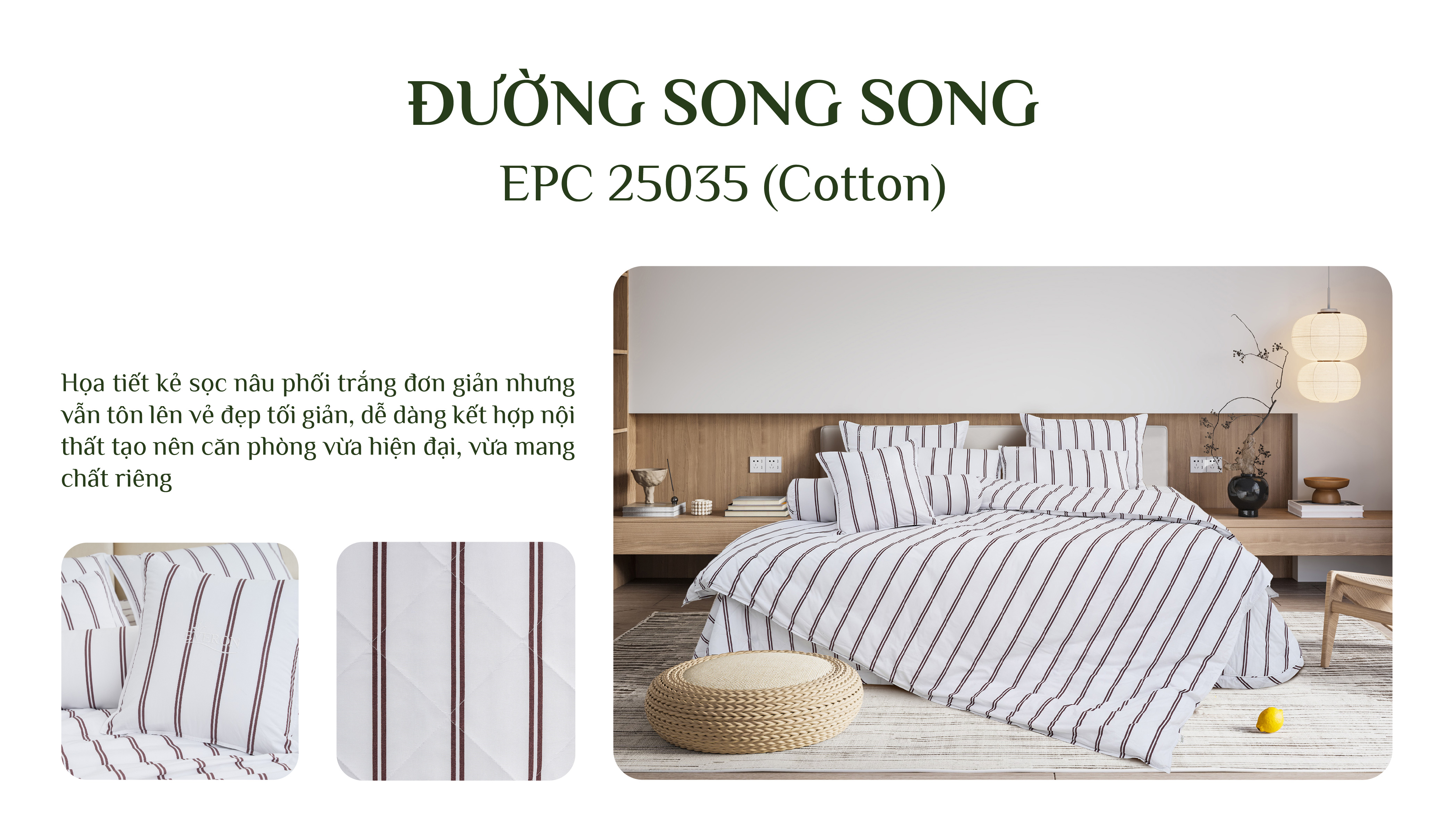 Mô tả Bộ chăn ga cao cấp EVERON hiện đại sang trọng (Bộ ga chun chần: 1 Ga chun chần+2 vỏ gối nằm - BST2025 Ever-on) - 2