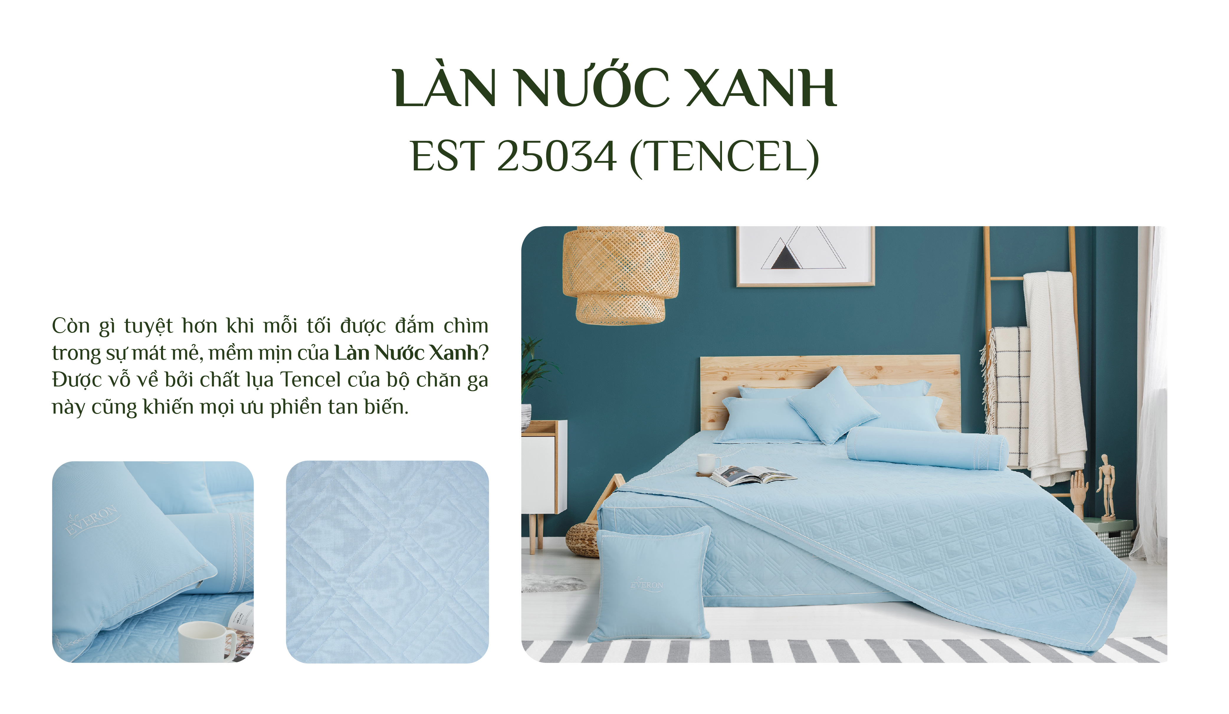 Mô tả Bộ chăn ga cao cấp EVERON hiện đại sang trọng (Bộ ga chun chần: 1 Ga chun chần+2 vỏ gối nằm - BST2025 Ever-on) - 3