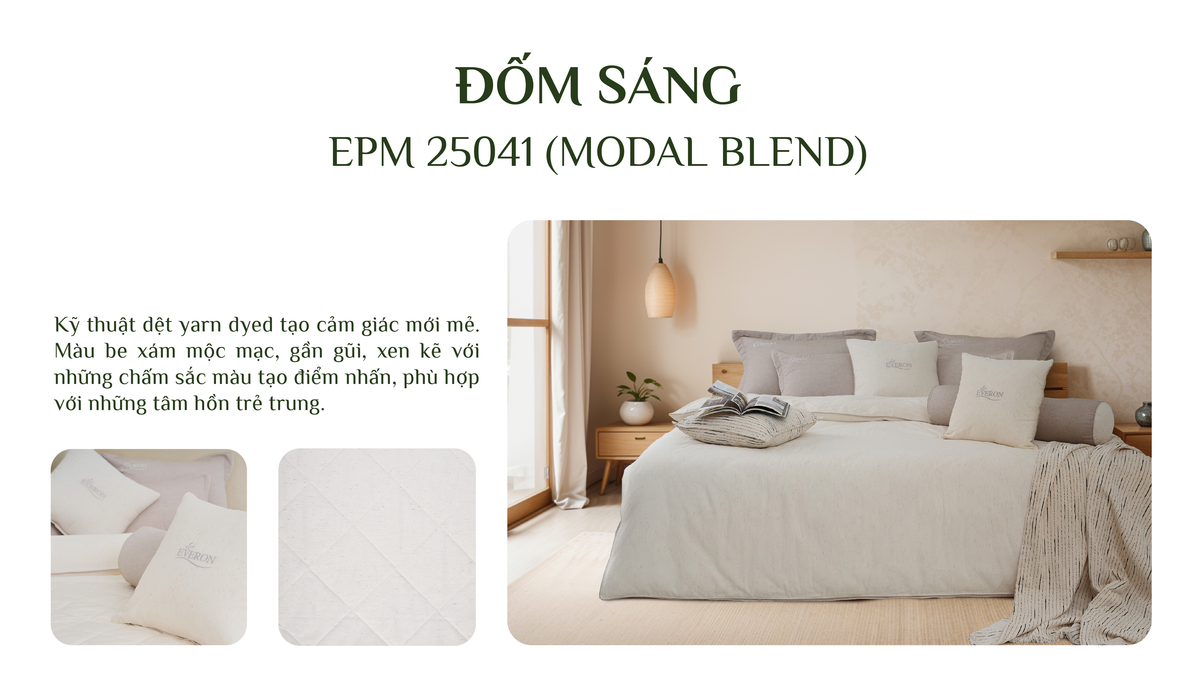 Mô tả Bộ chăn ga cao cấp EVERON hiện đại sang trọng (Bộ ga chun chần: 1 Ga chun chần+2 vỏ gối nằm - BST2025 Ever-on) - 5
