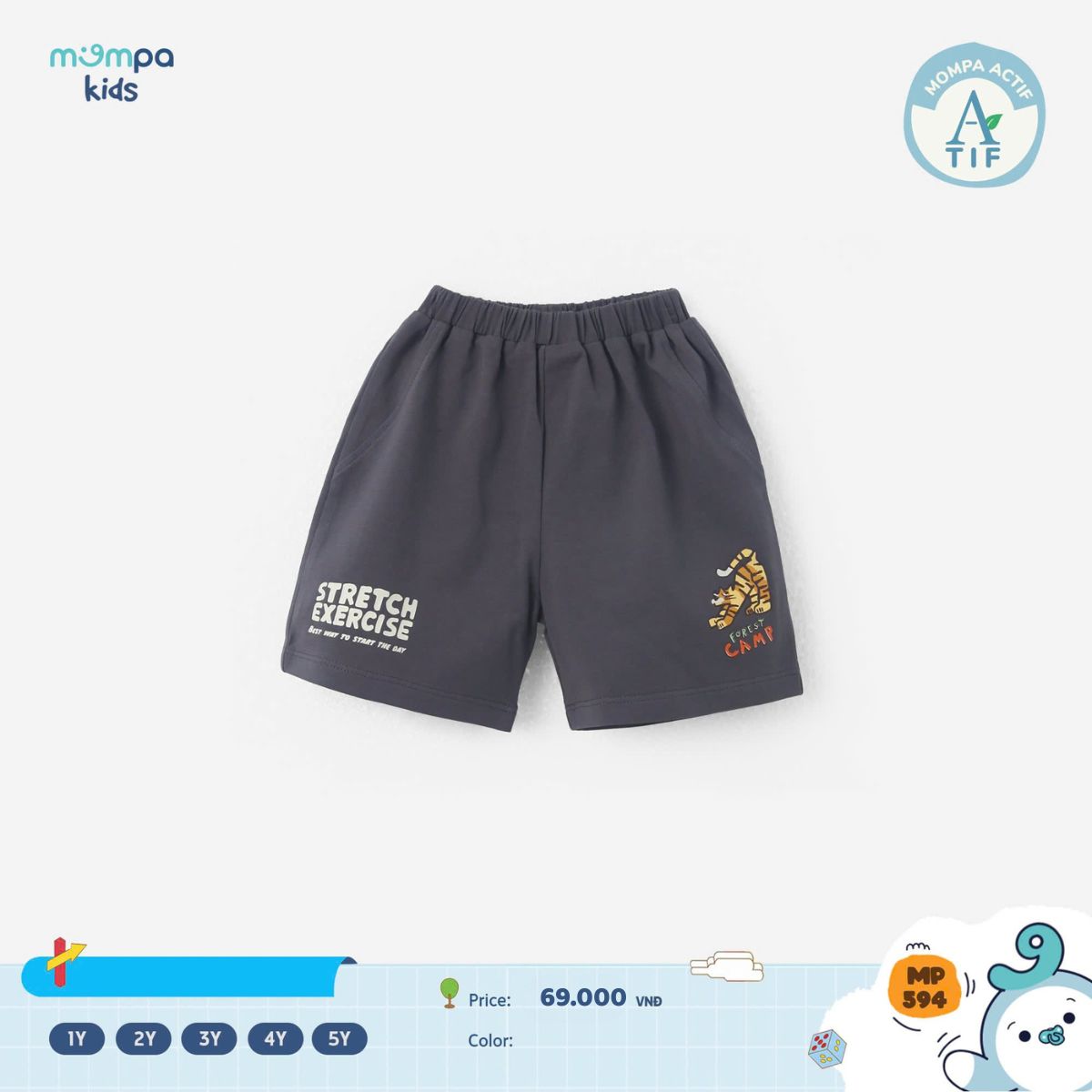Mô tả Quần đùi cho bé Mompa 1-5 tuổi vải Cotton Actif mềm mại co giãn thoáng khí 594 - 3