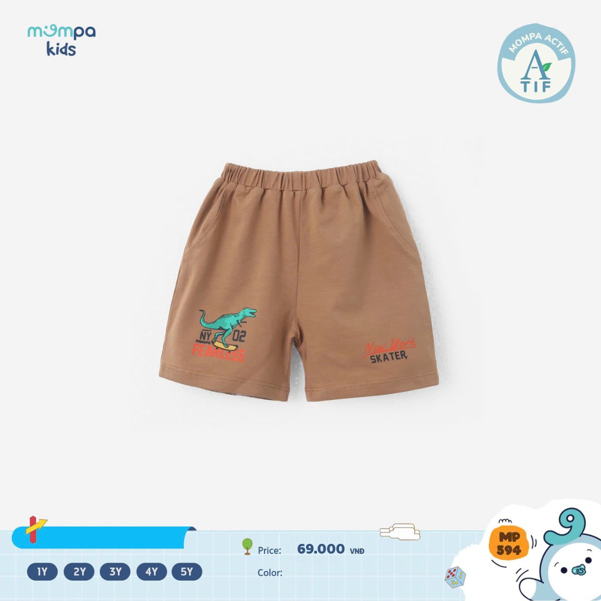Mô tả Quần đùi cho bé Mompa 1-5 tuổi vải Cotton Actif mềm mại co giãn thoáng khí 594 - 2