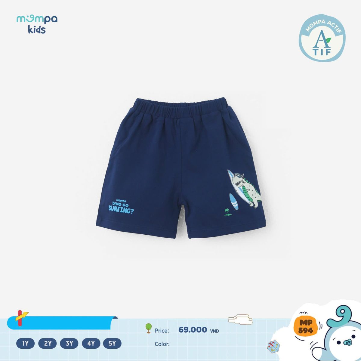 Mô tả Quần đùi cho bé Mompa 1-5 tuổi vải Cotton Actif mềm mại co giãn thoáng khí 594 - 4