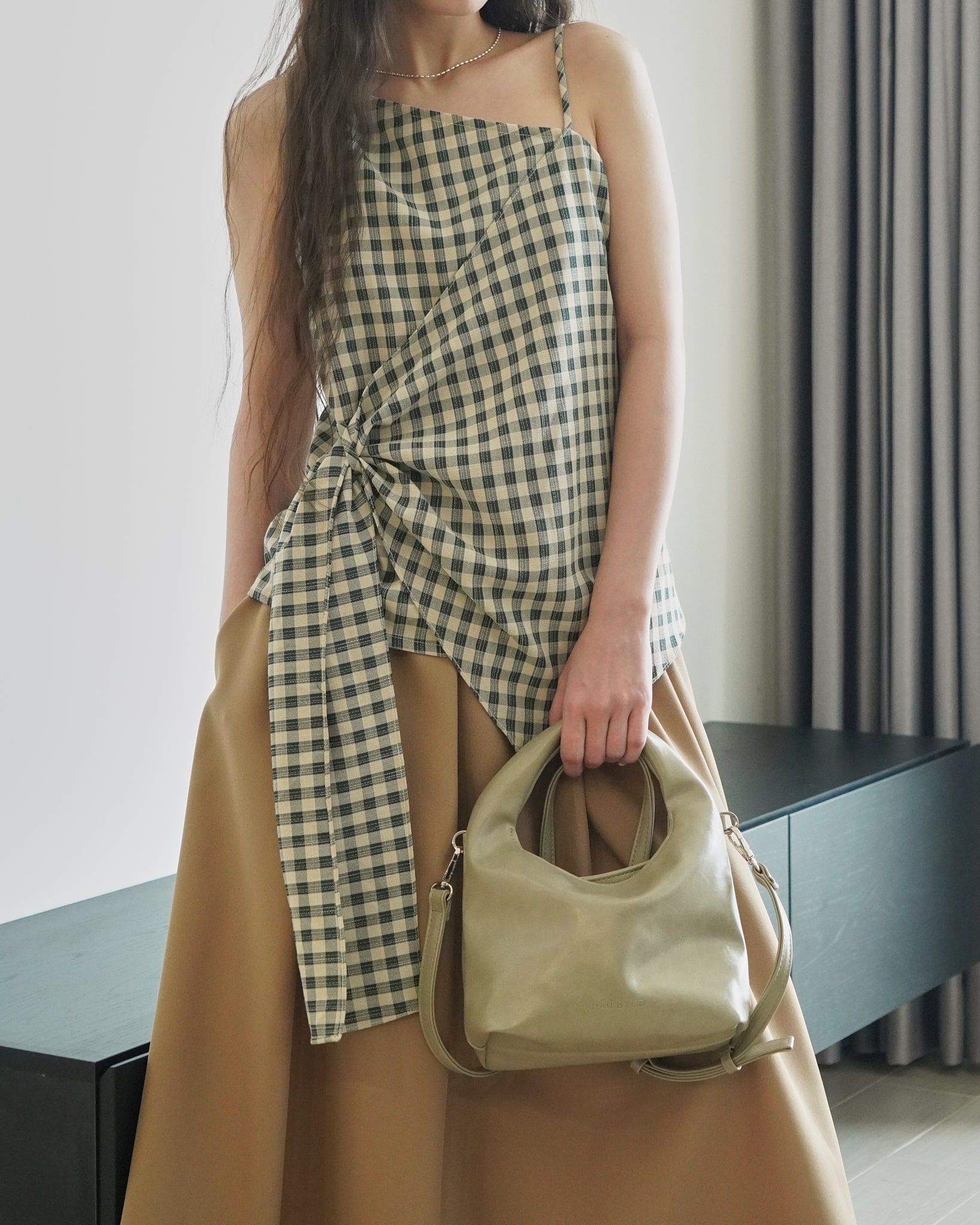 Mô tả Túi da mềm MIDORI size nhỏ phối đồ đi làm, đi chơi - có dây đeo chéo với bảng màu trendy KHÂU BY CQ - 6