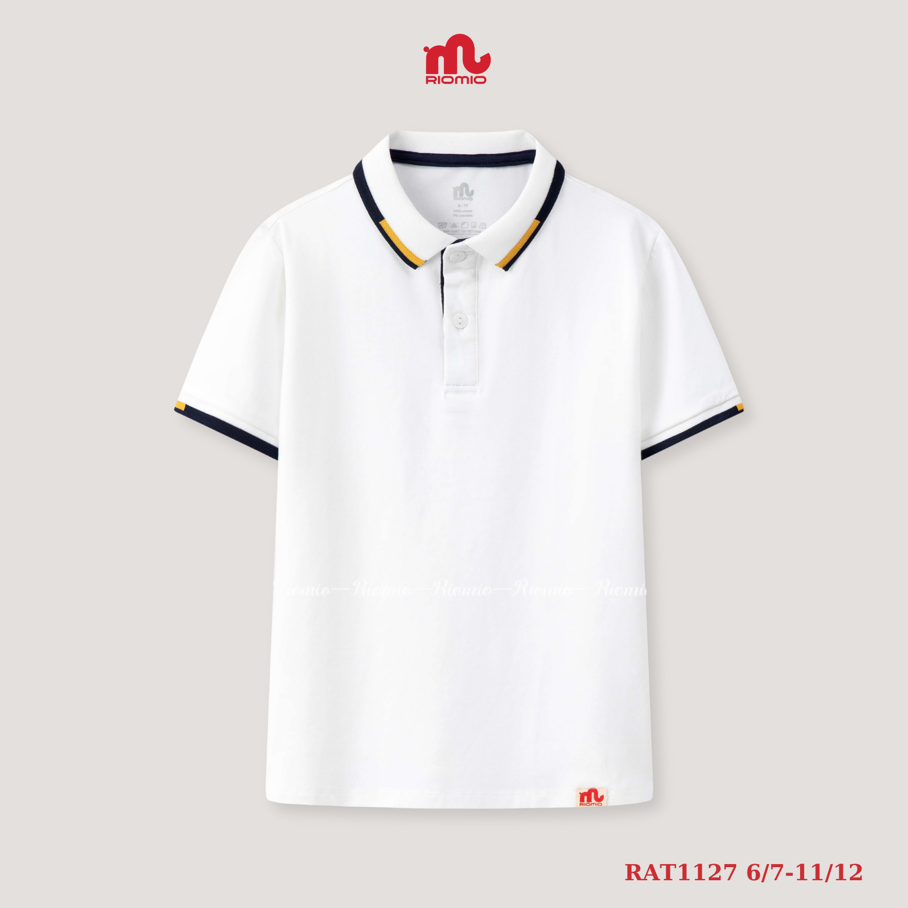 Mô tả Áo polo bé trai Riomio áo có cổ cho bé chất liệu cotton, phối tay năng động RAT1127 - 1