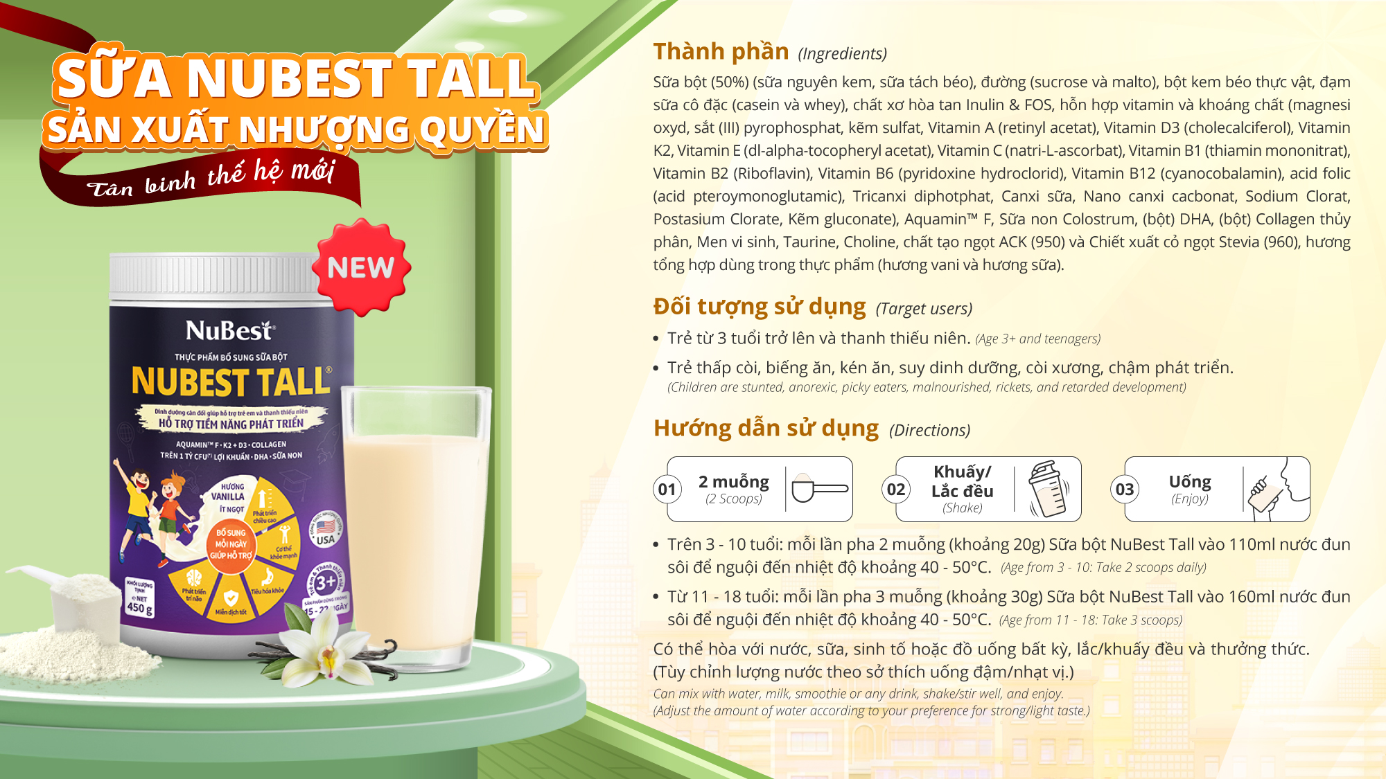 Hướng dẫn sử dụng và bảo quản NuBest Tall