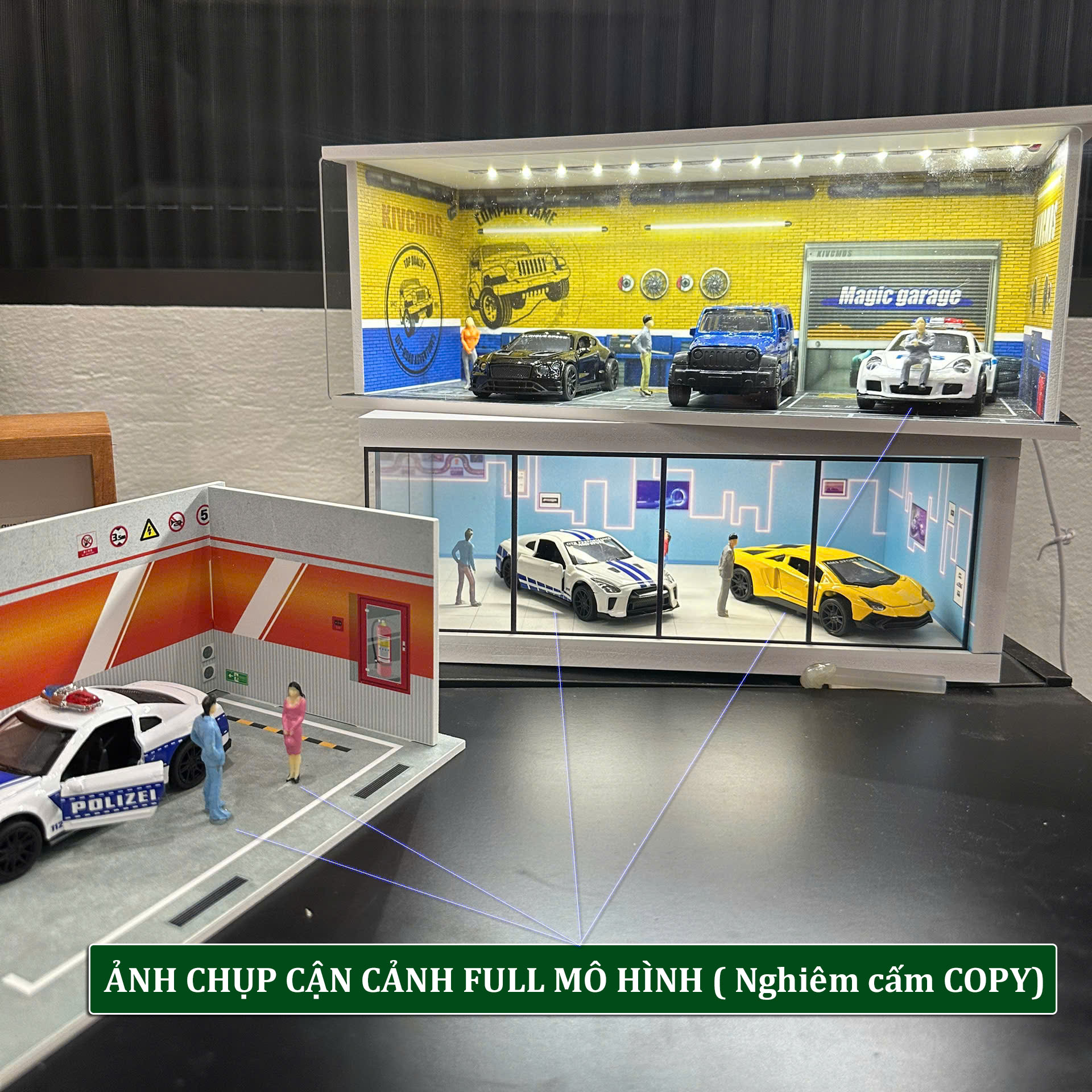 🔥CHỌN XE+ CHARM 🔥 Diorama garage, mô hình nhà để xe ô tô Garage