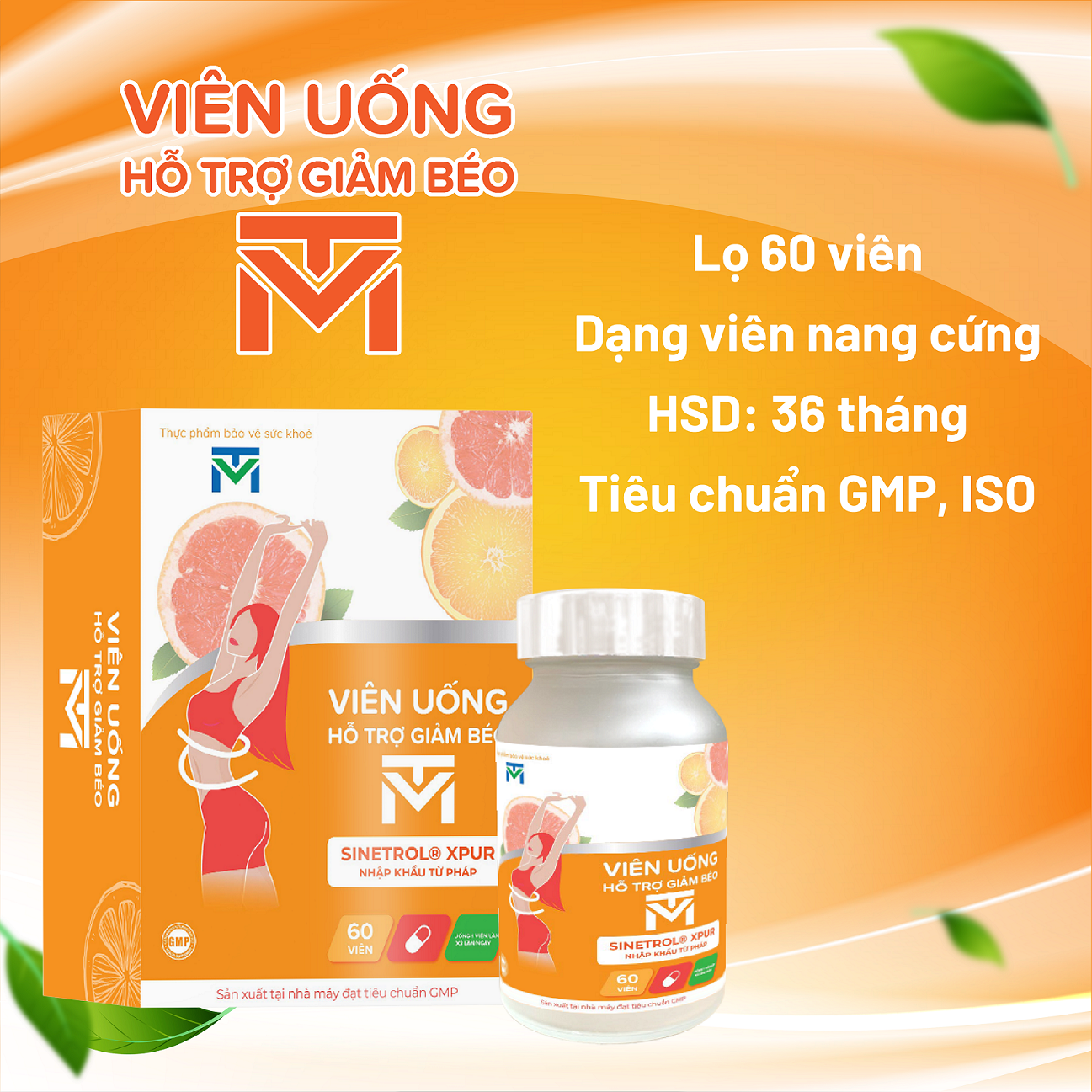Mô tả Viên uống hỗ trợ giảm béo VTM giảm cảm giác thèm ăn, phân giải mỡ thừa, an toàn không tác dụng phụ - 1