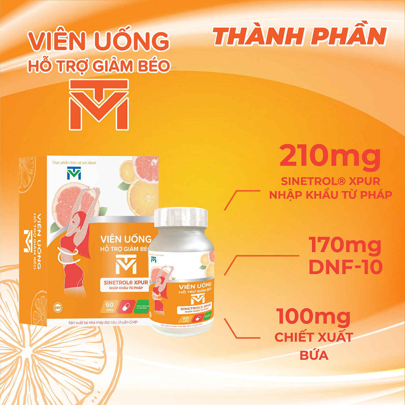 Mô tả Viên uống hỗ trợ giảm béo VTM giảm cảm giác thèm ăn, phân giải mỡ thừa, an toàn không tác dụng phụ - 2