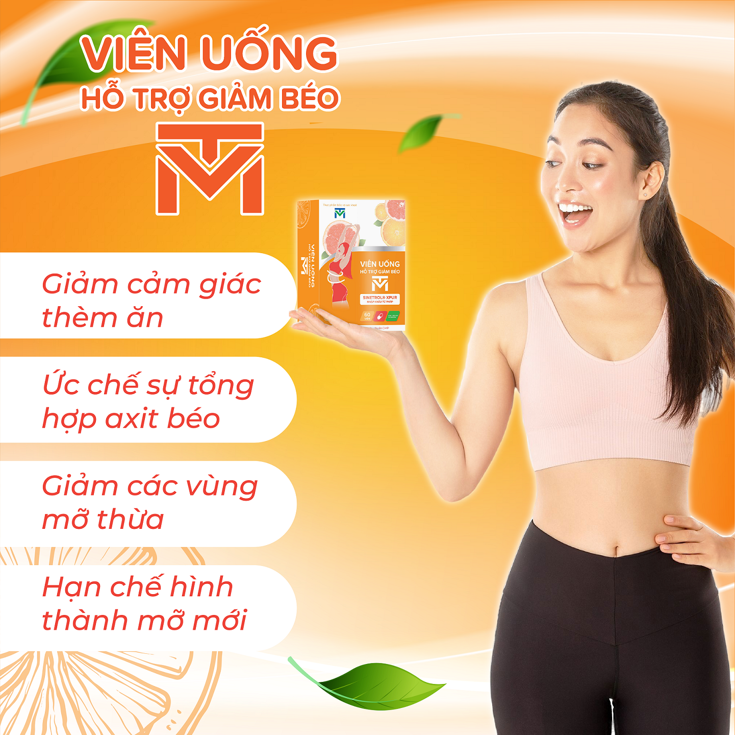 Mô tả Viên uống hỗ trợ giảm béo VTM giảm cảm giác thèm ăn, phân giải mỡ thừa, an toàn không tác dụng phụ - 3