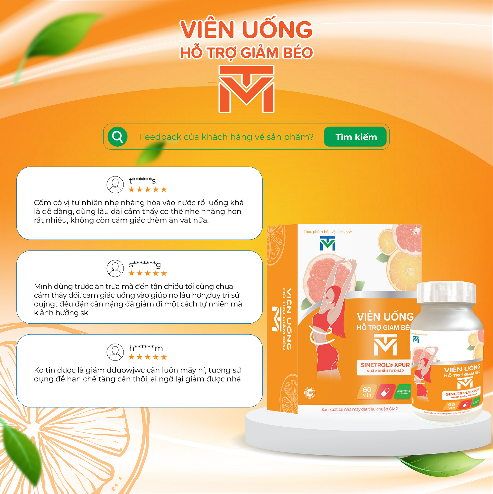Mô tả Viên uống hỗ trợ giảm béo VTM giảm cảm giác thèm ăn, phân giải mỡ thừa, an toàn không tác dụng phụ - 8