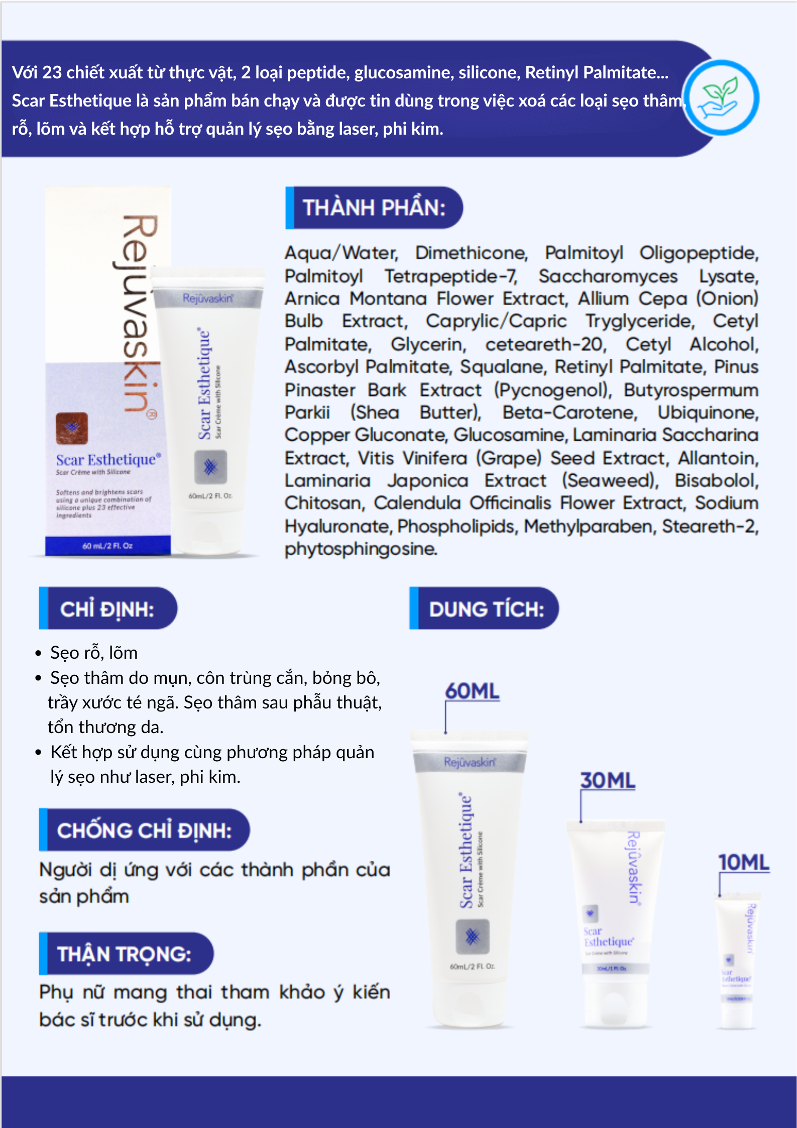 Kem Scar Esthetique 10ml - Thành phần