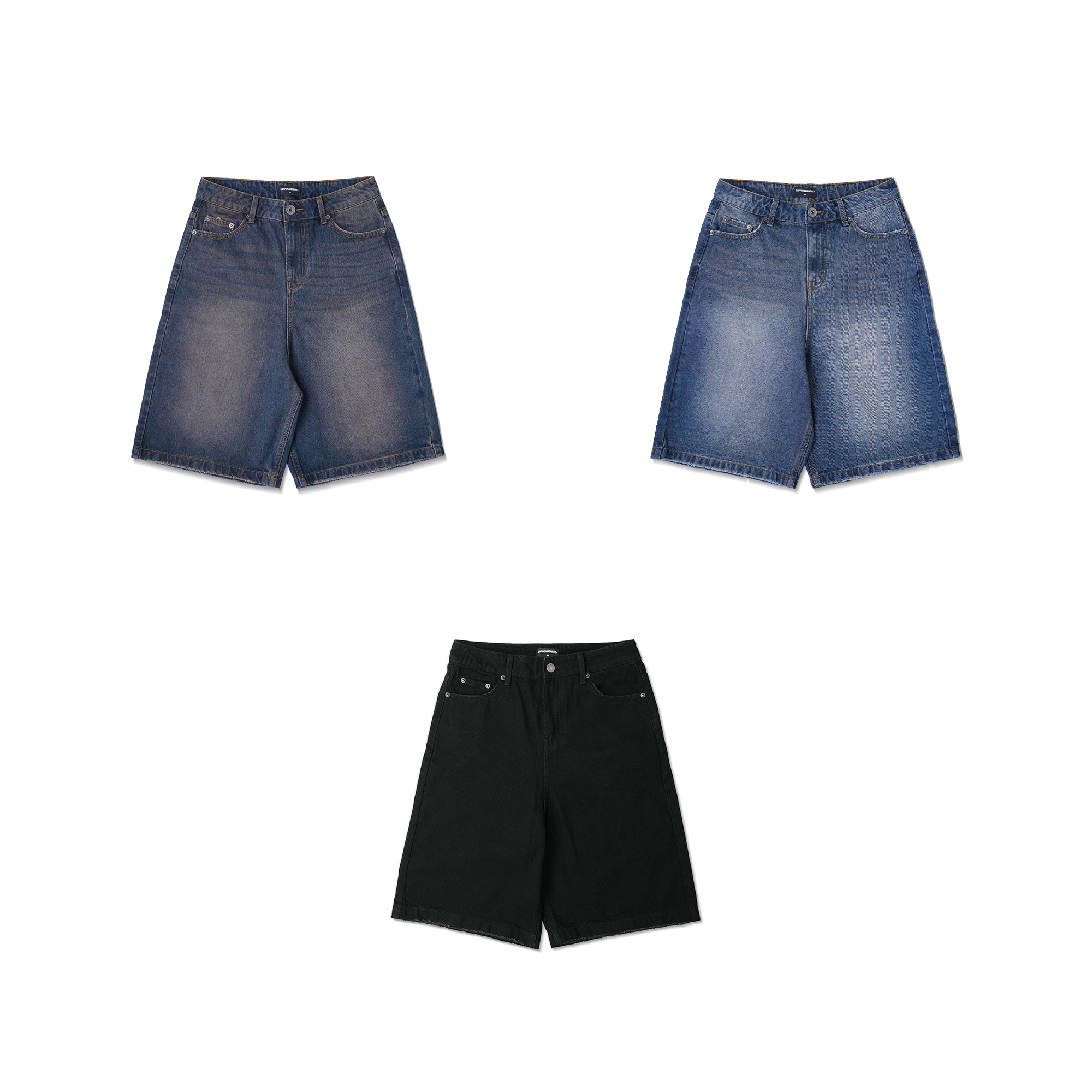Mô tả Quần Short Jeans DAPPERANDMORE Washed Denim Form Lửng - Solid Black - 1
