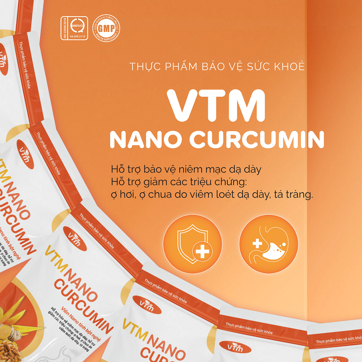 Mô tả Viên uống tinh bột nghệ VTM NANO CURCUMIN giảm viêm loét dạ dày, hành tá tràng - túi 60 viên - 3