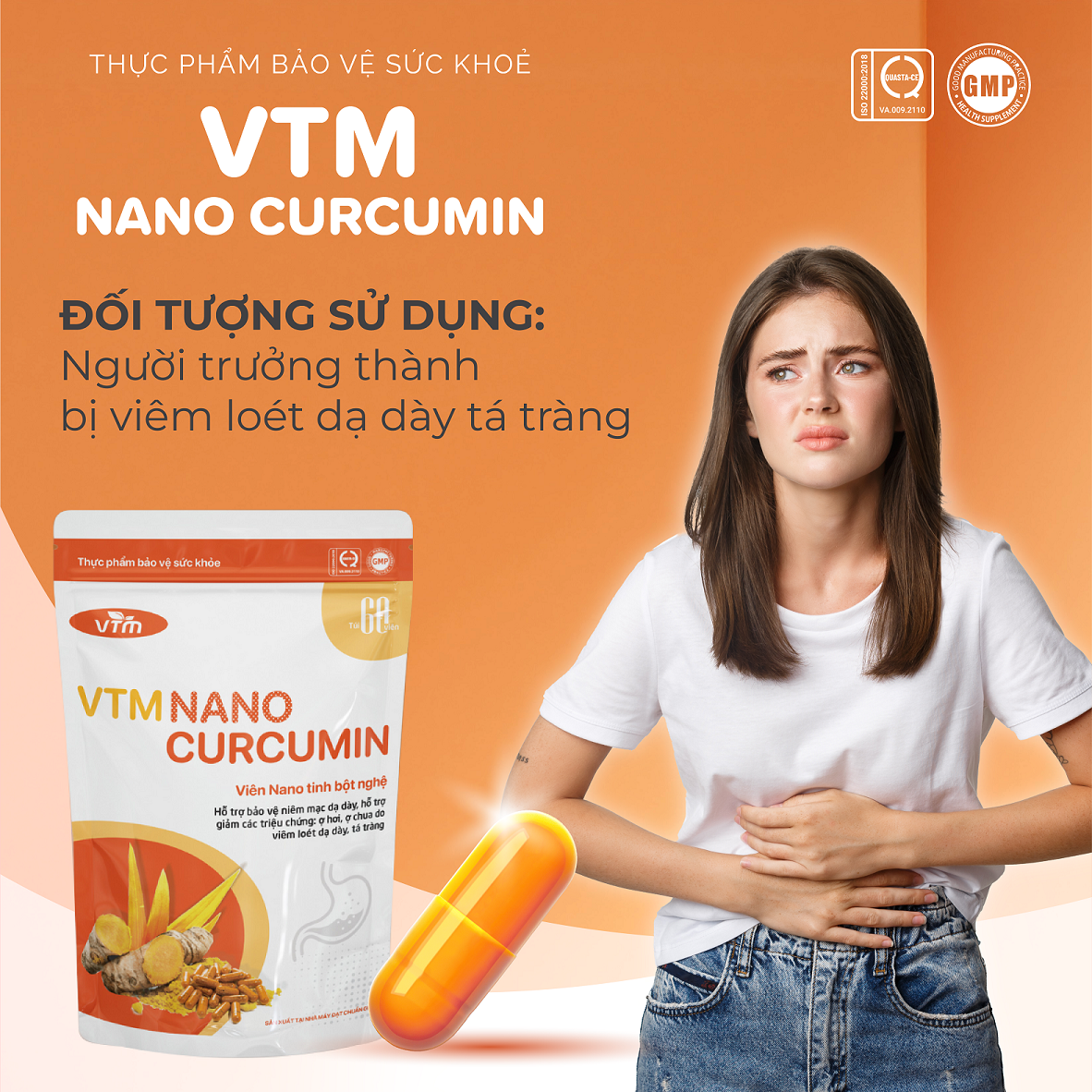 Mô tả Viên uống tinh bột nghệ VTM NANO CURCUMIN giảm viêm loét dạ dày, hành tá tràng - túi 60 viên - 4