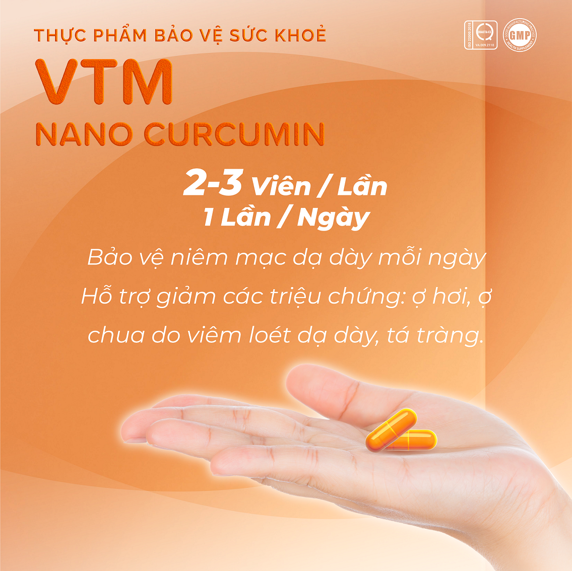 Mô tả Viên uống tinh bột nghệ VTM NANO CURCUMIN giảm viêm loét dạ dày, hành tá tràng - túi 60 viên - 5