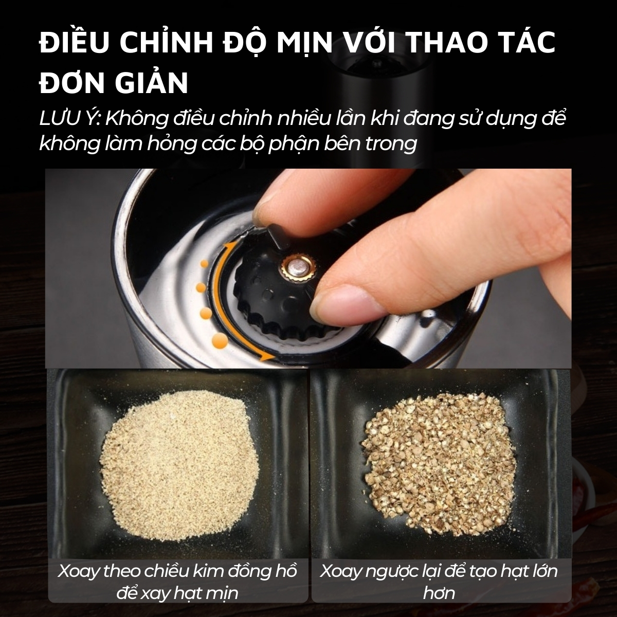 Mô tả Lọ xay tiêu cầm tay thủy tinh và inox 304 cao cấp DandiHome tiện lợi - 5