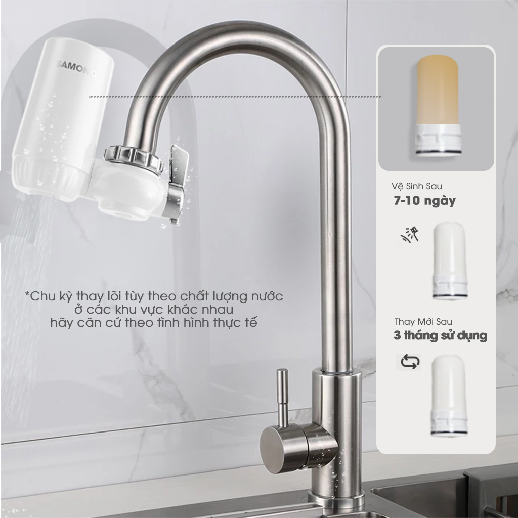 Mô tả Bộ lọc nước tại vòi Samono WPW11, 5 lớp lọc, ABS cao cấp hạt nguyên tử gốm và than hoạt tính đảm bảo sức khỏe - 2