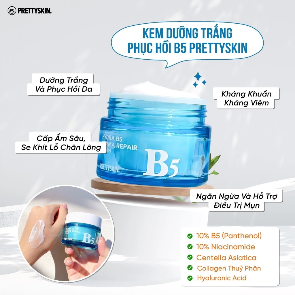 Mô tả Kem dưỡng ẩm phục hồi PrettySkin Hydra B5 Derma Repair giúp tái tạo cho da khỏe mềm mịn 52ml - 3