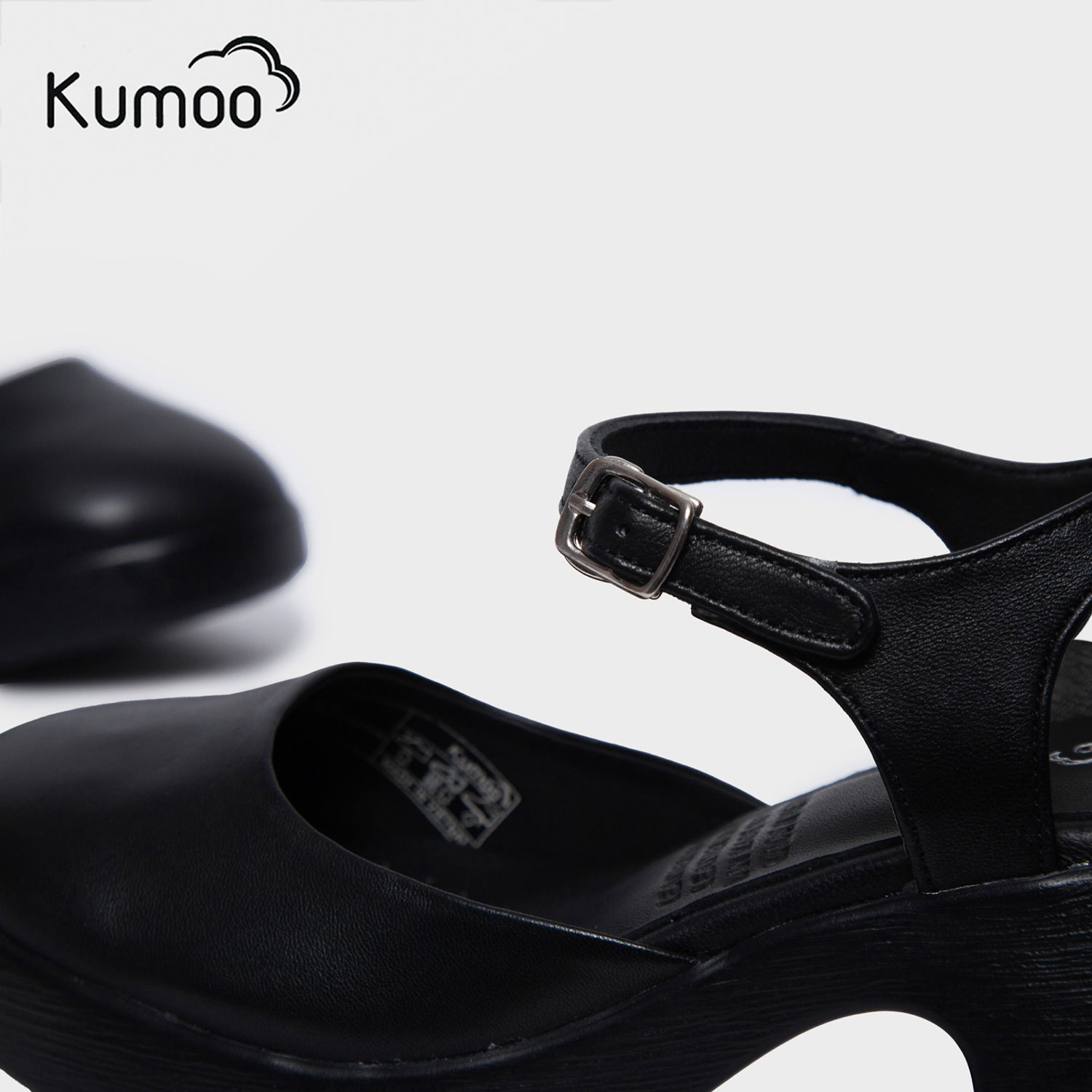 Mô tả Giày Cao Gót Nữ KUMOO Annie Heel GCG-KUMO-020-A Màu Đen Dáng MaryJane Trẻ Trung Đế Vuông 7cm - 3