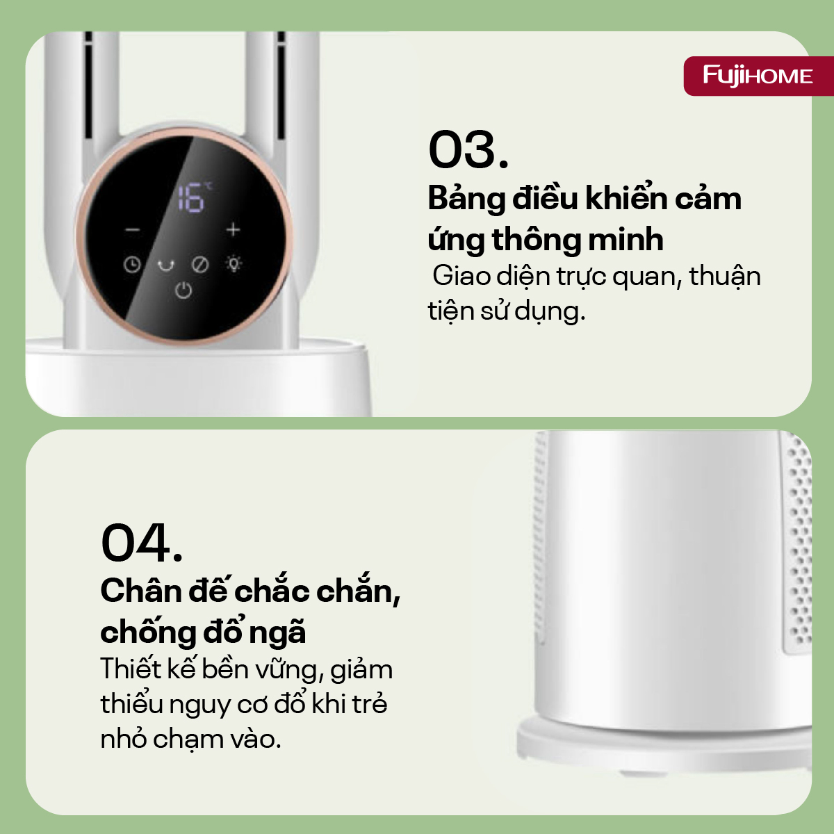 Mô tả Quạt không cánh tích hợp lọc không khí bằng ion Fujihome BF-03R -động cơ không chổi than-BH 24 tháng - 3