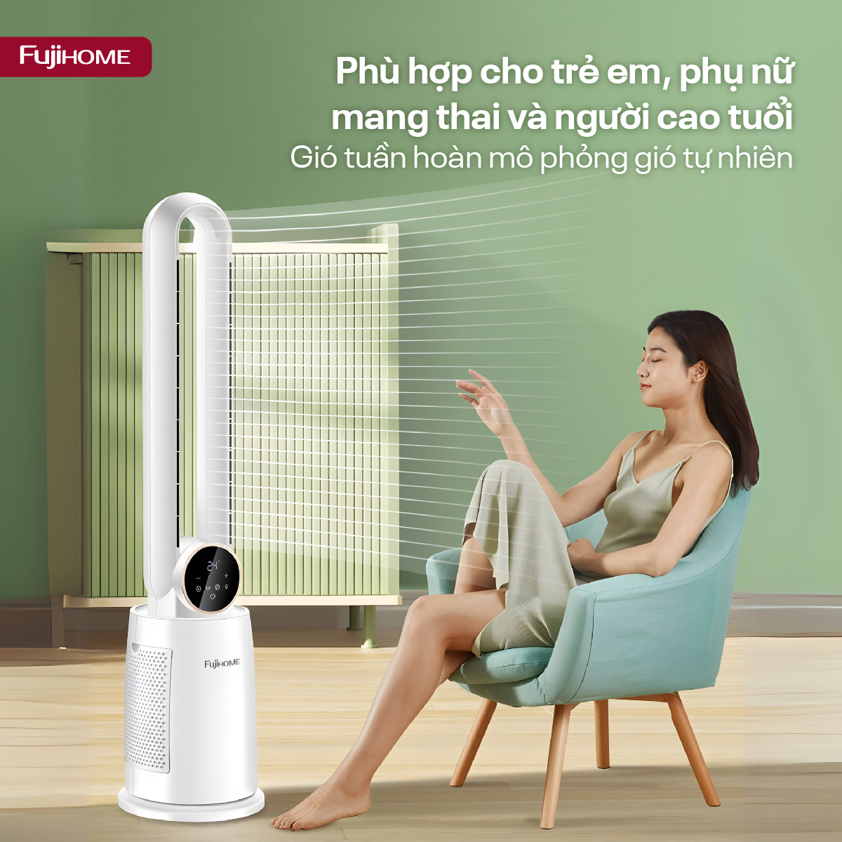 Mô tả Quạt không cánh tích hợp lọc không khí bằng ion Fujihome BF-03R -động cơ không chổi than-BH 24 tháng - 12