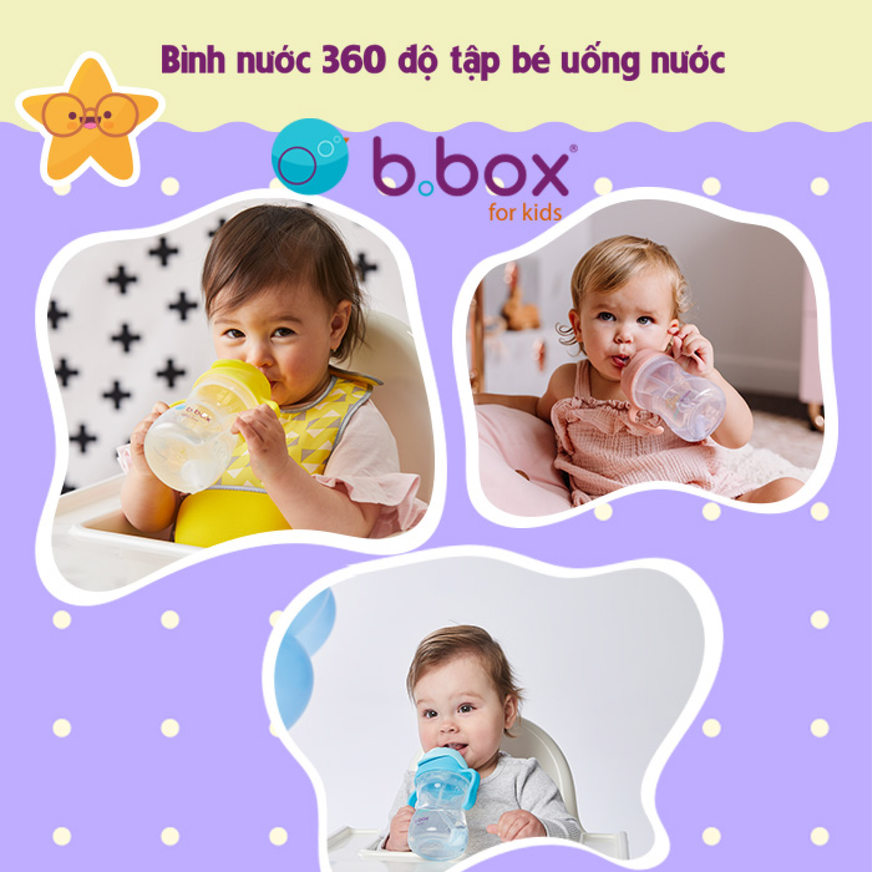 Mô tả b.box Bình nước 360 độ có van chống sặc và tay cầm cho bé tập uống nước 240ml - 1